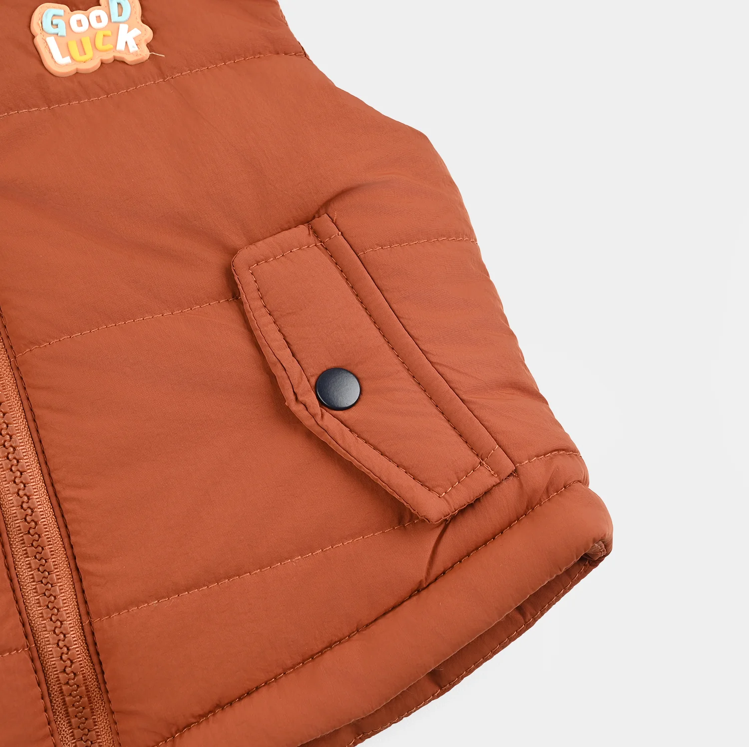 Infant Boys Quilted Jacket F/S Good Luck-ORANGE - Image 6