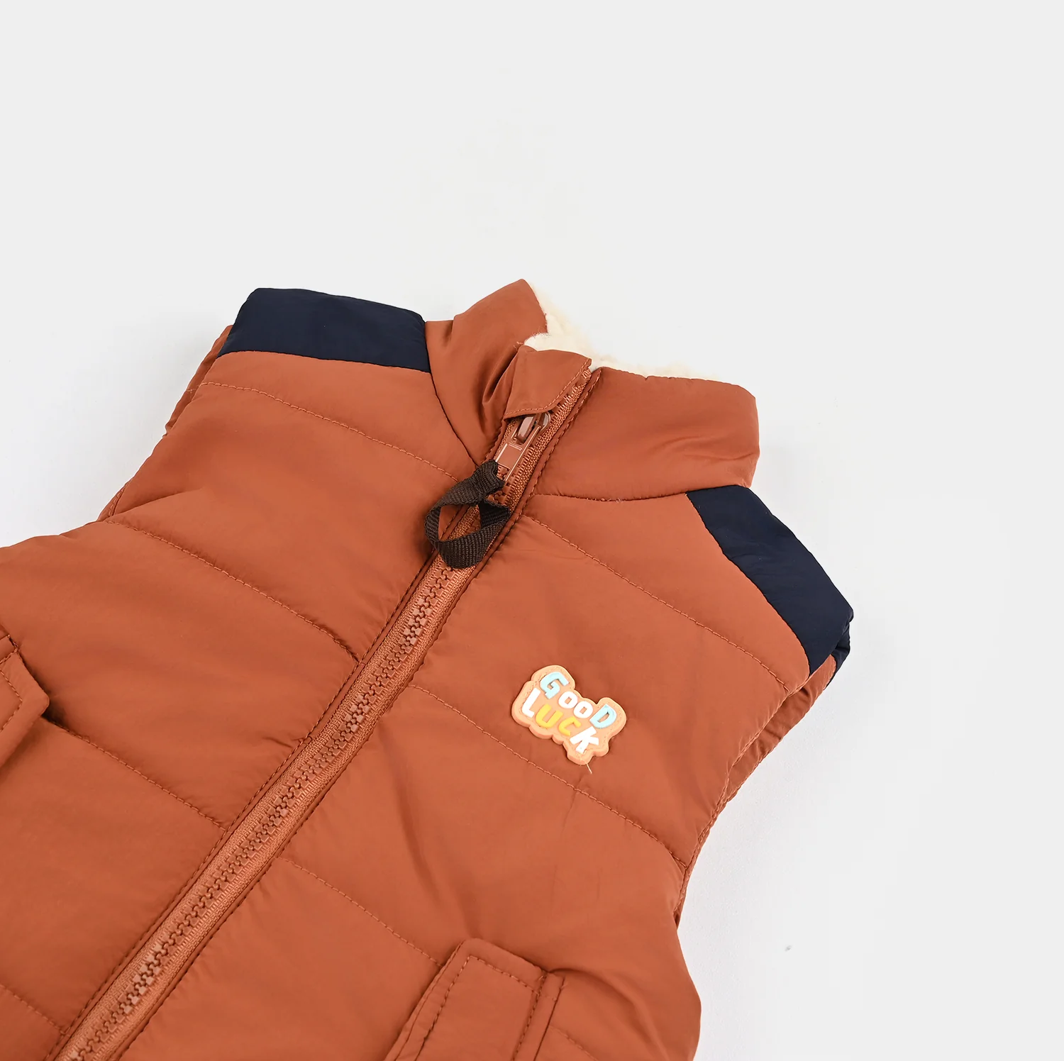 Infant Boys Quilted Jacket F/S Good Luck-ORANGE - Image 7