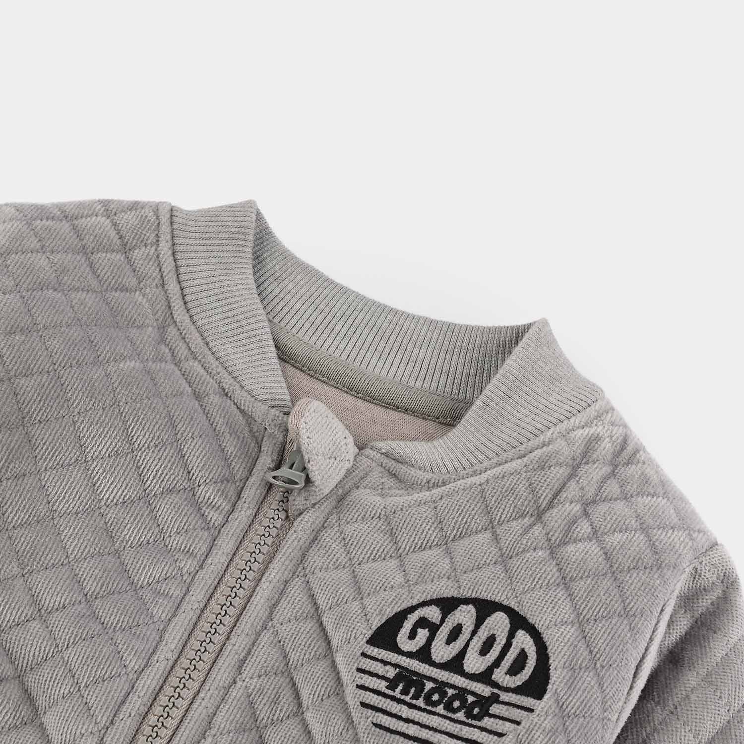 Infant Boys Quilted Jacket (Good Mood) - Grey - Image 2