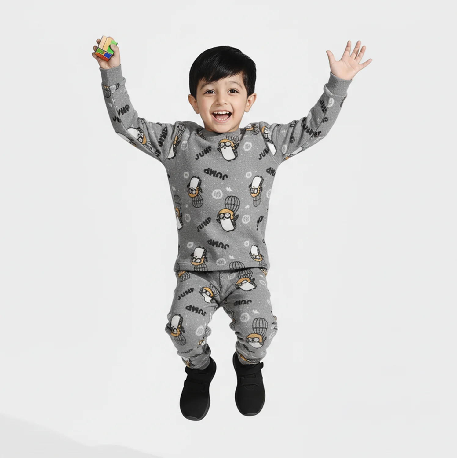 Infant Boys Sherpa Suit PENGUIN - GREY - Image 3