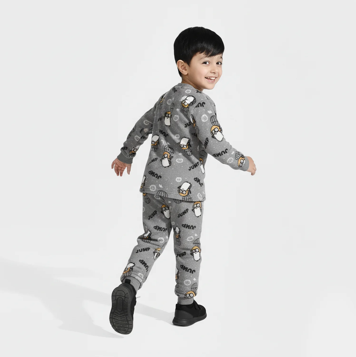Infant Boys Sherpa Suit PENGUIN - GREY - Image 4