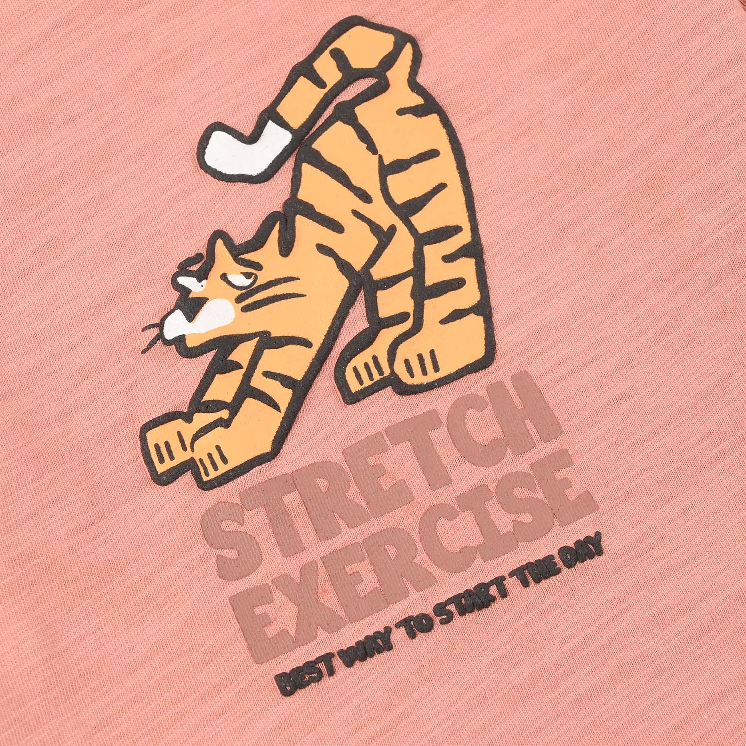 Infant Boys Slub Jersey T-Shirt (Stretch Exercise) - Terracotta - Image 2