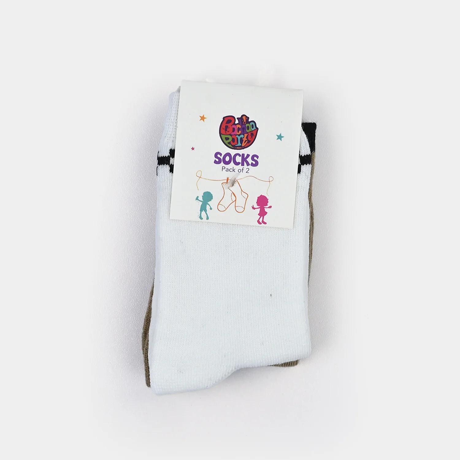 Infant Boys Socks Pack of 2 Good Vibes-Wht.Sand - Image 2