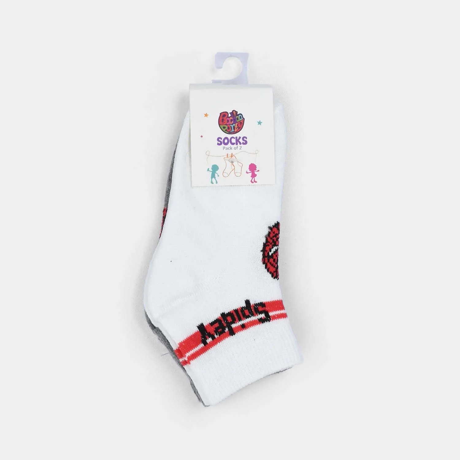 Infant Boys Socks Pack of 2 Spider Man-White/Grey - Image 2