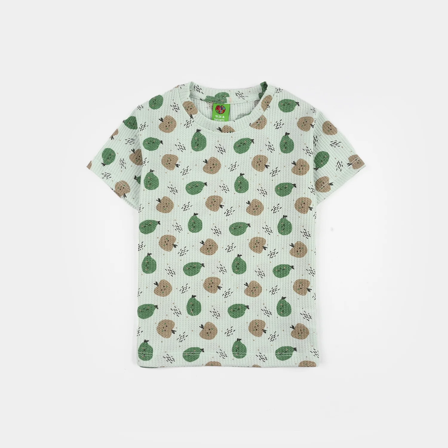 Infant Boys Waffle T-Shirt (Apple) - Green