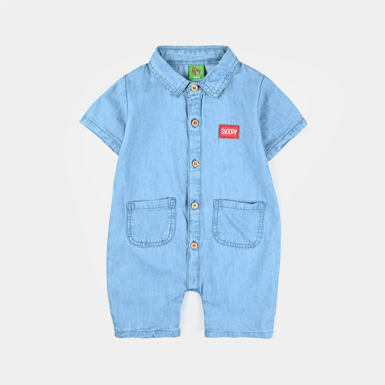 Infant Boys Tencel Denim (Light Denim) Romper-Blue - Image 2