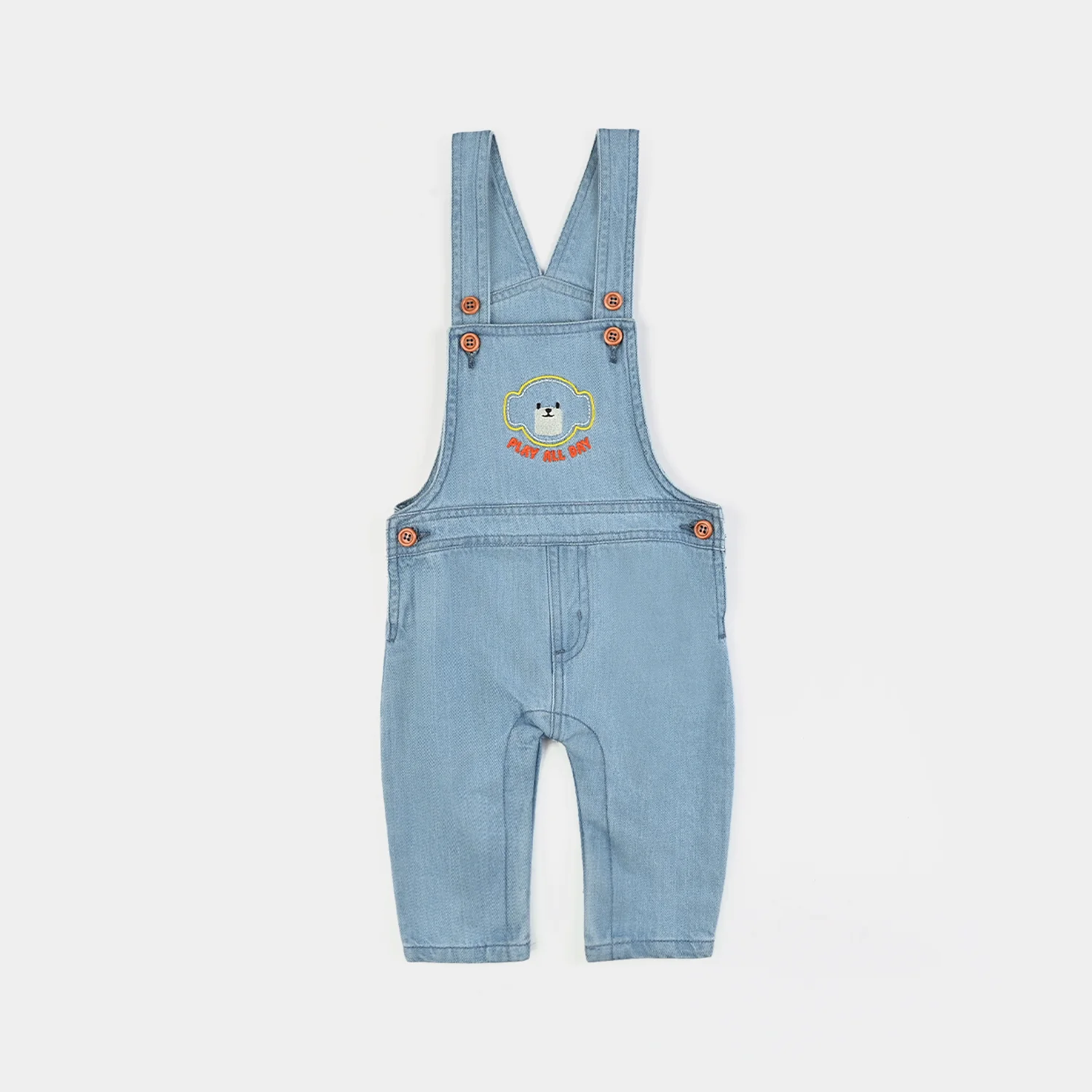 Infant Boys Denim (Light Denim) Dungaree Suit-Abstract Bear-Mid Blue - Image 5
