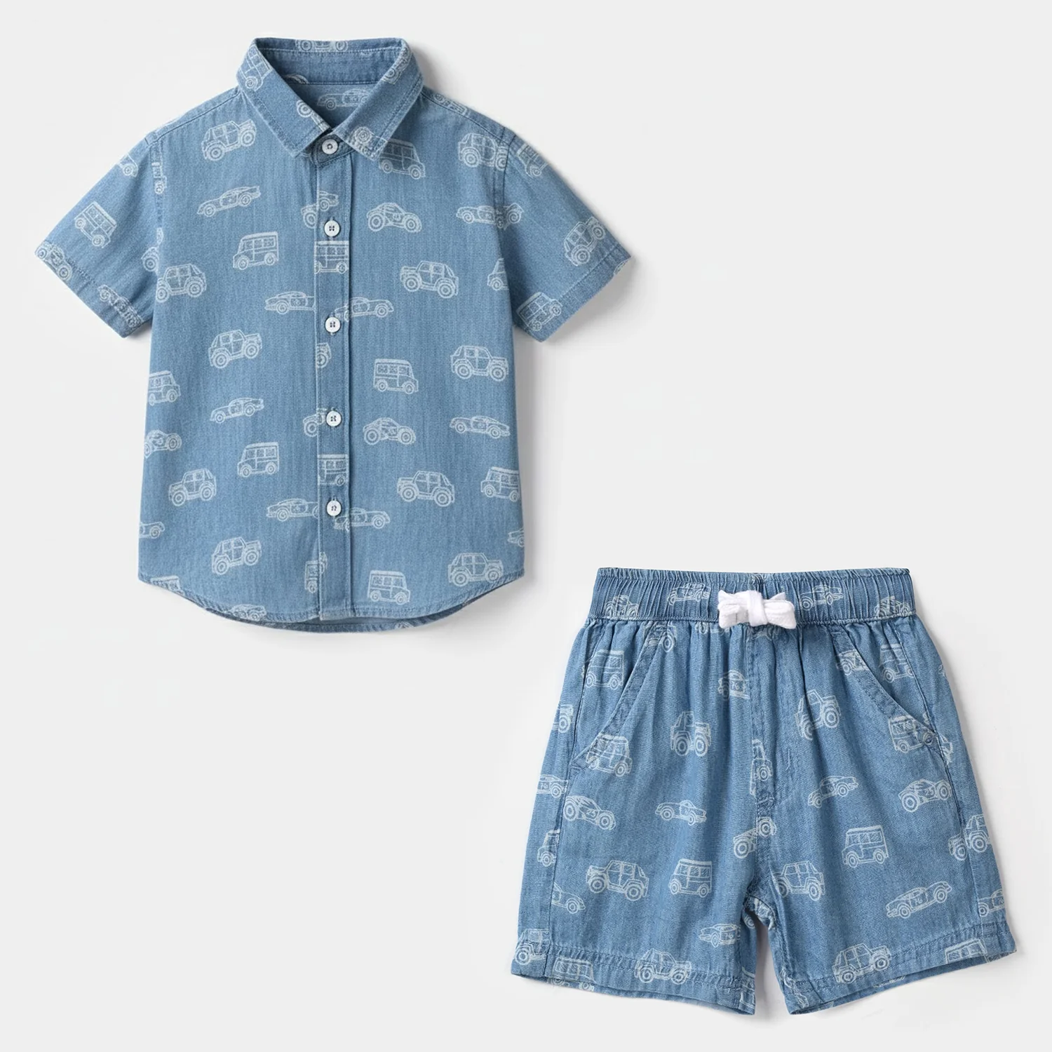 Infant Boys Tencel Denim Suit - Light Blue
