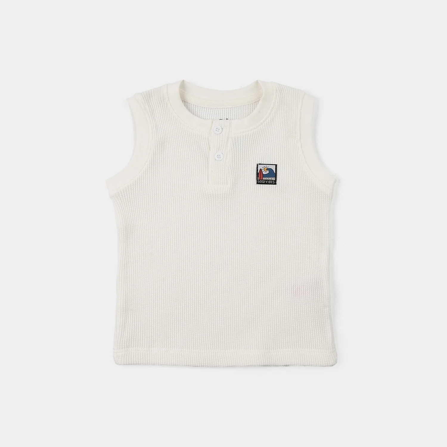 Infant Boys Thermal Sando Good Vibe - Off White