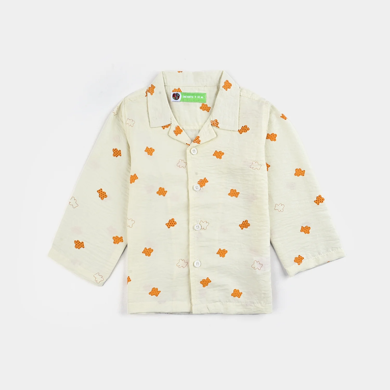 Infant Boys Viscose Night Suit Teddy & Stars - Off White - Image 2