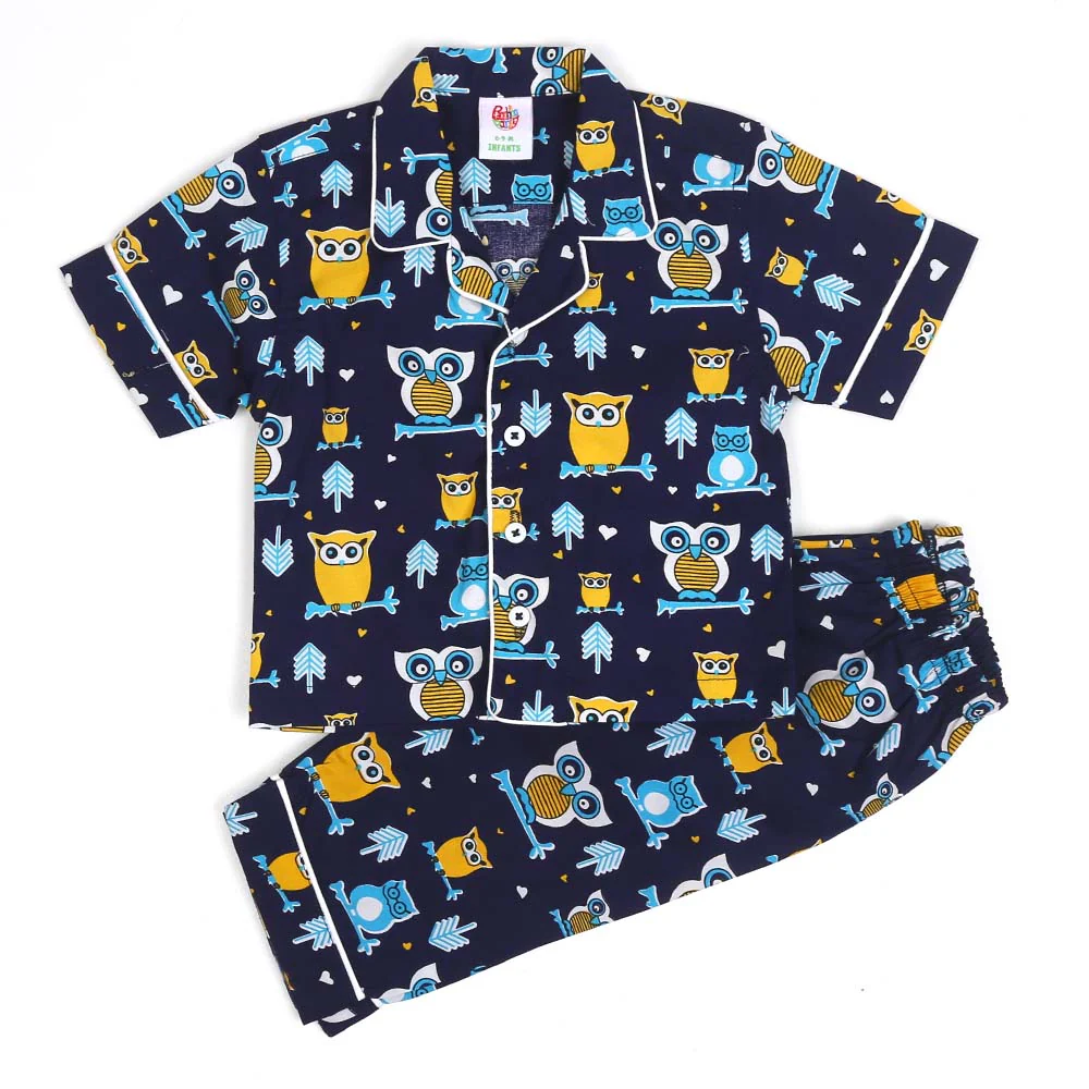 Infant Boys Woven Night Suit Little Owl - NAVY