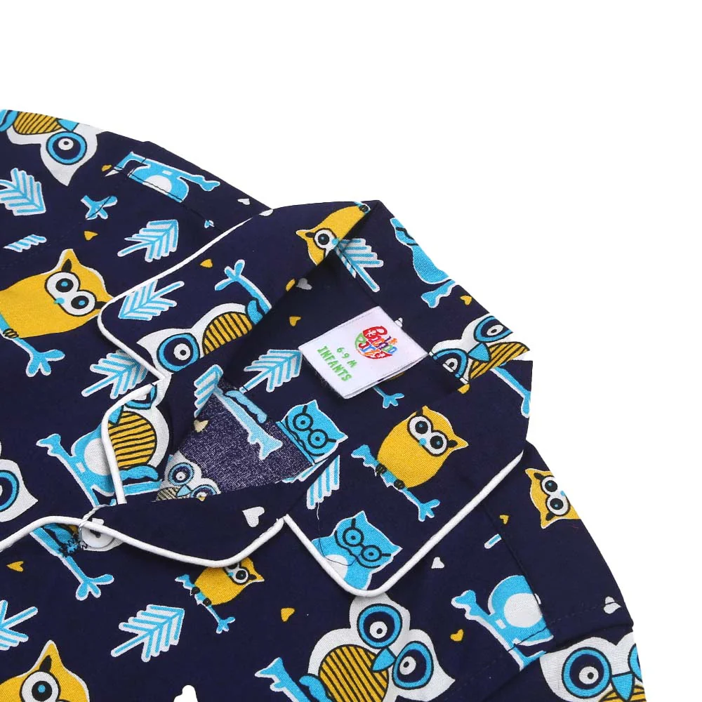 Infant Boys Woven Night Suit Little Owl - NAVY - Image 2