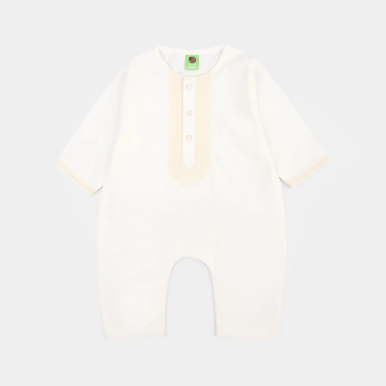 Infant Boys Poly Viscose Woven Romper (Kandoora) – Off-White