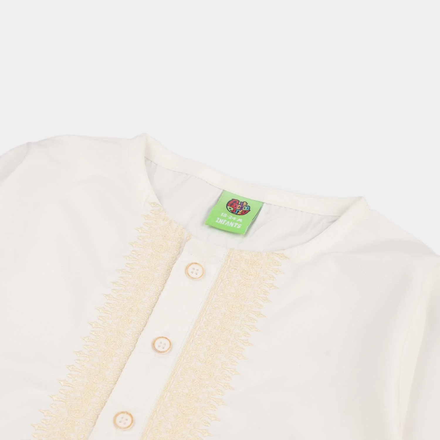 Infant Boys Poly Viscose Woven Romper (Kandoora) – Off-White - Image 2