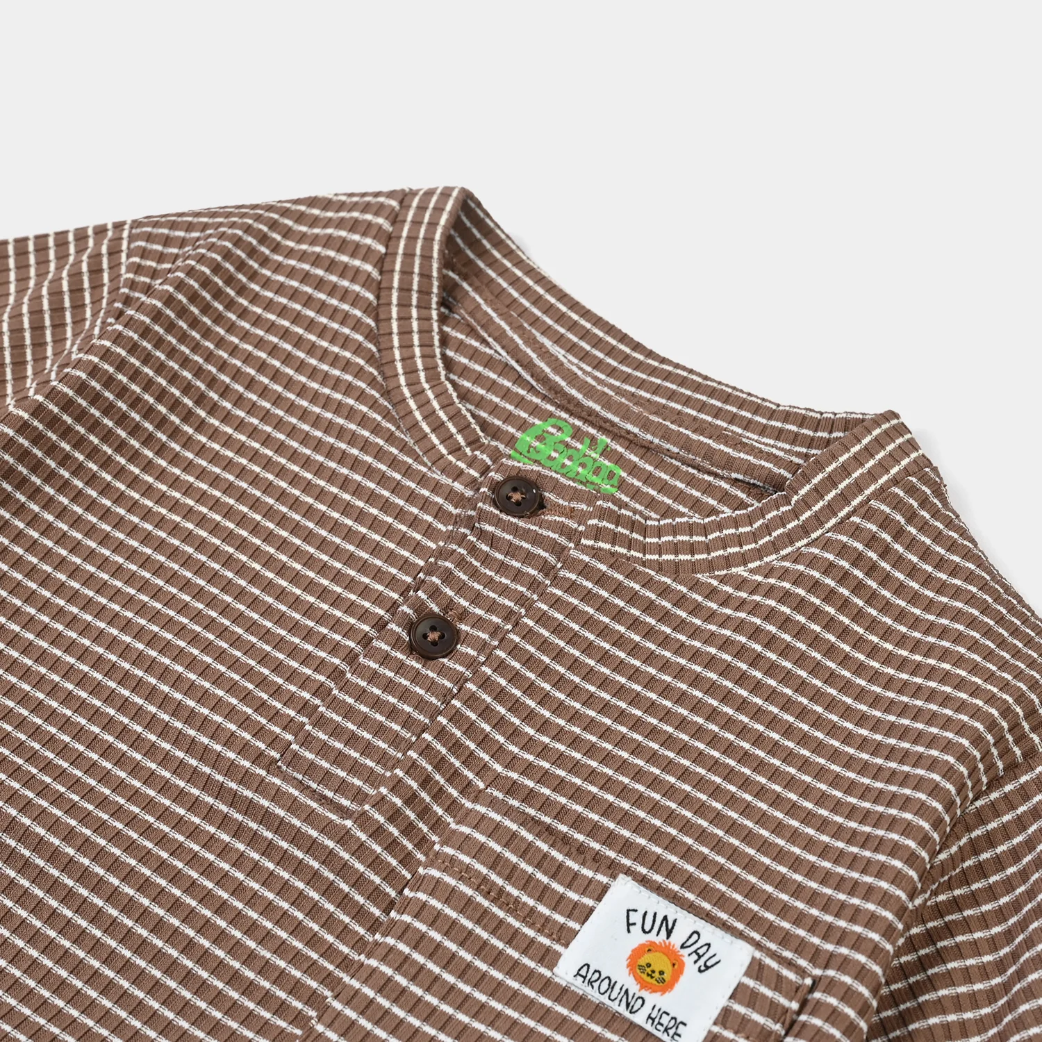 Infant Boys Yarn Dyed Knitted Romper (Fun Day) - Brown - Image 2