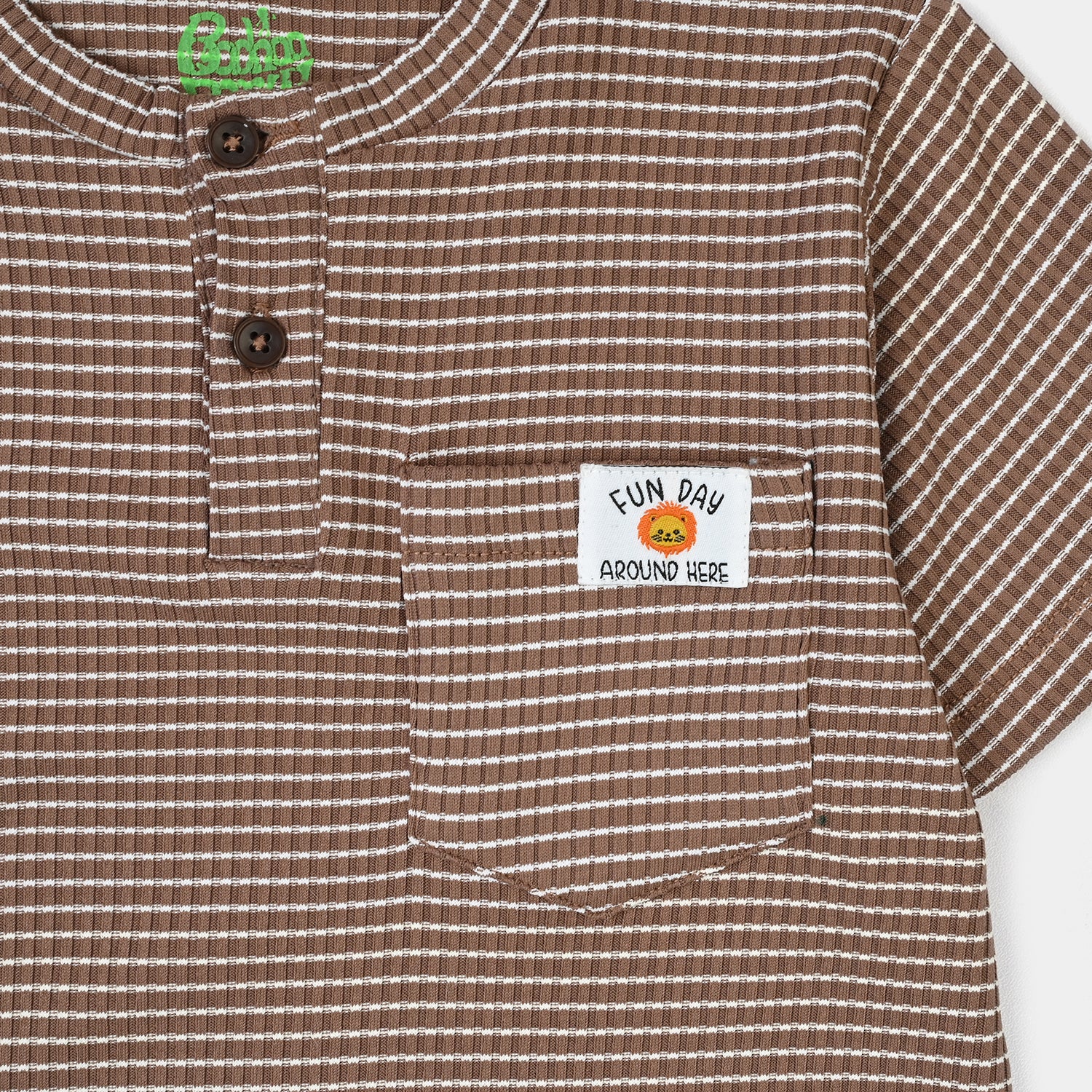 Infant Boys Yarn Dyed Knitted Romper (Fun Day) - Brown - Image 3