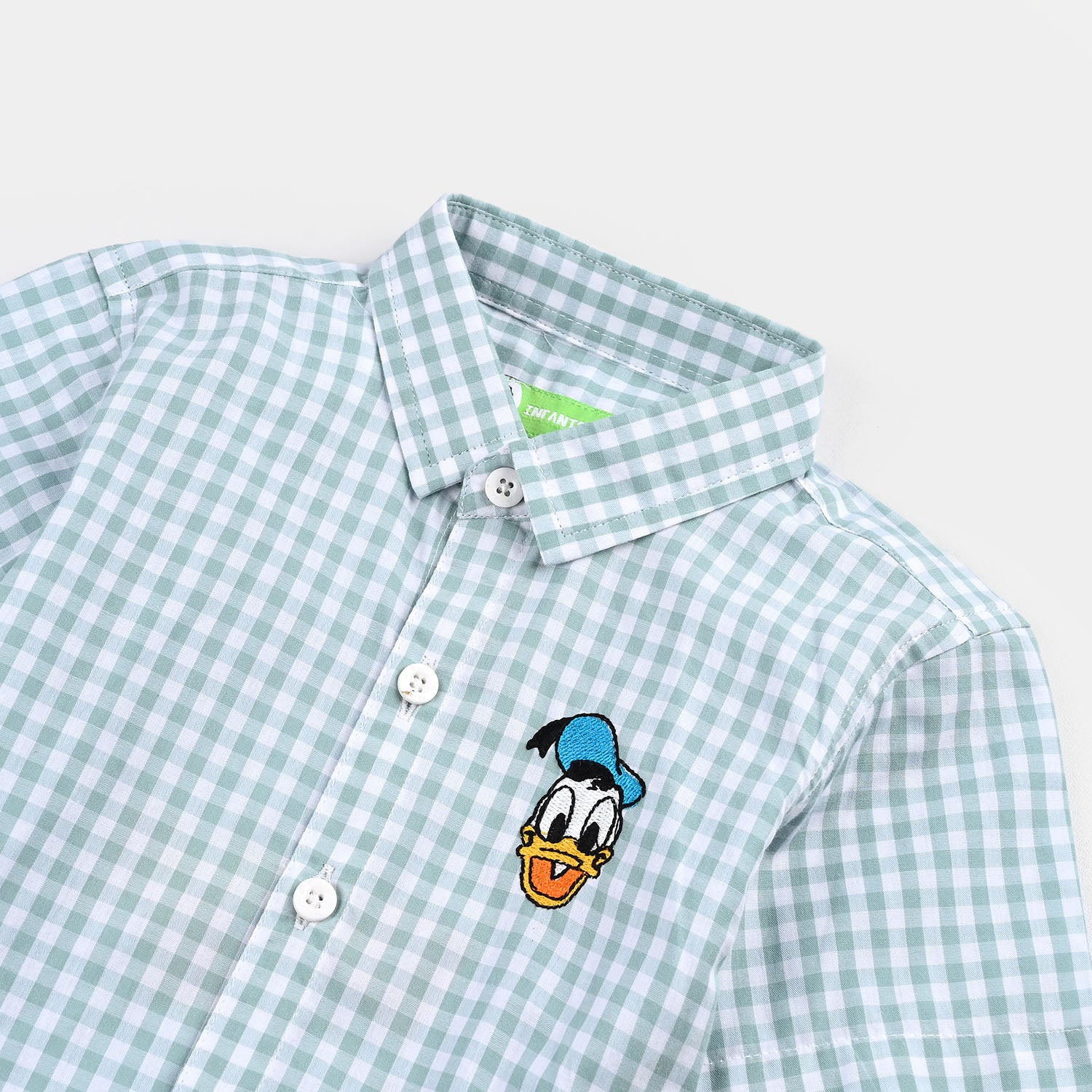 Infant Boys Yarn Dyed Shirt (Donald) - Blue Check - Image 2