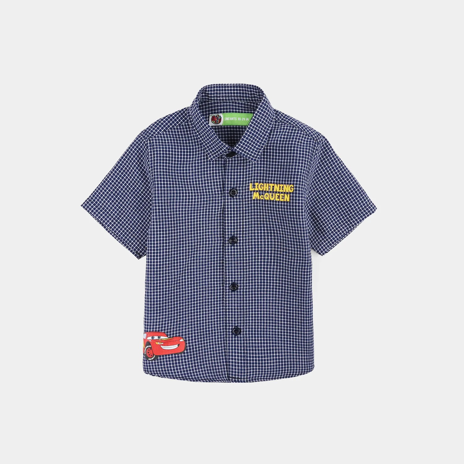 Infant Boys Yarn Dyed Shirt (Character) - Navy Check