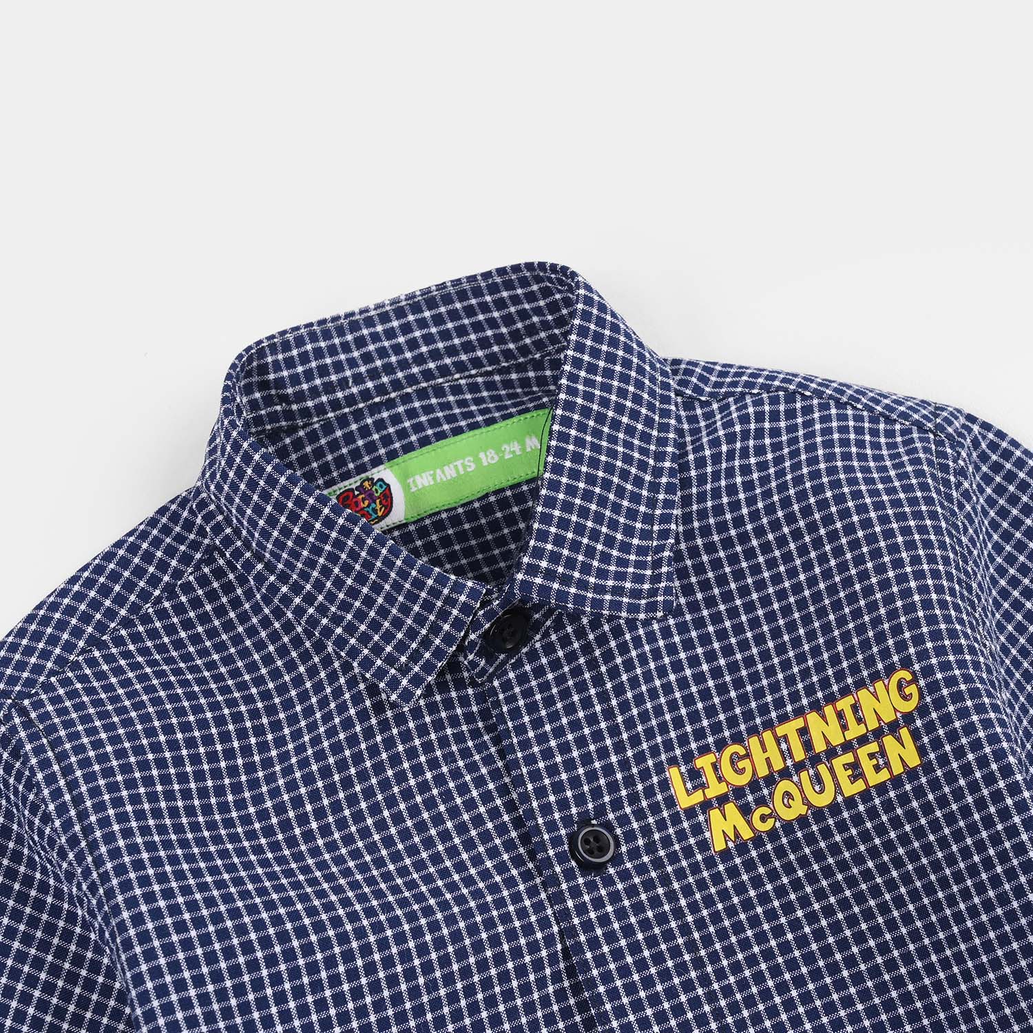Infant Boys Yarn Dyed Shirt (Character) - Navy Check - Image 2