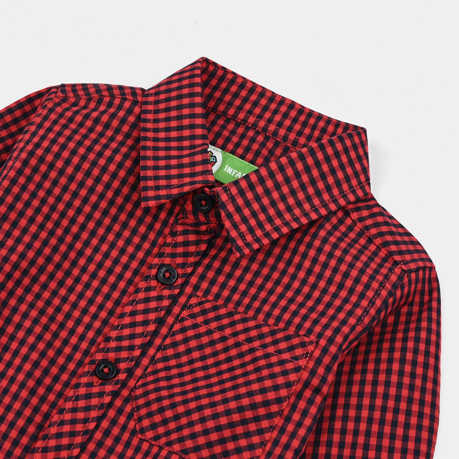 Infant Boys Yarn Dyed Shirt - Red - Image 4
