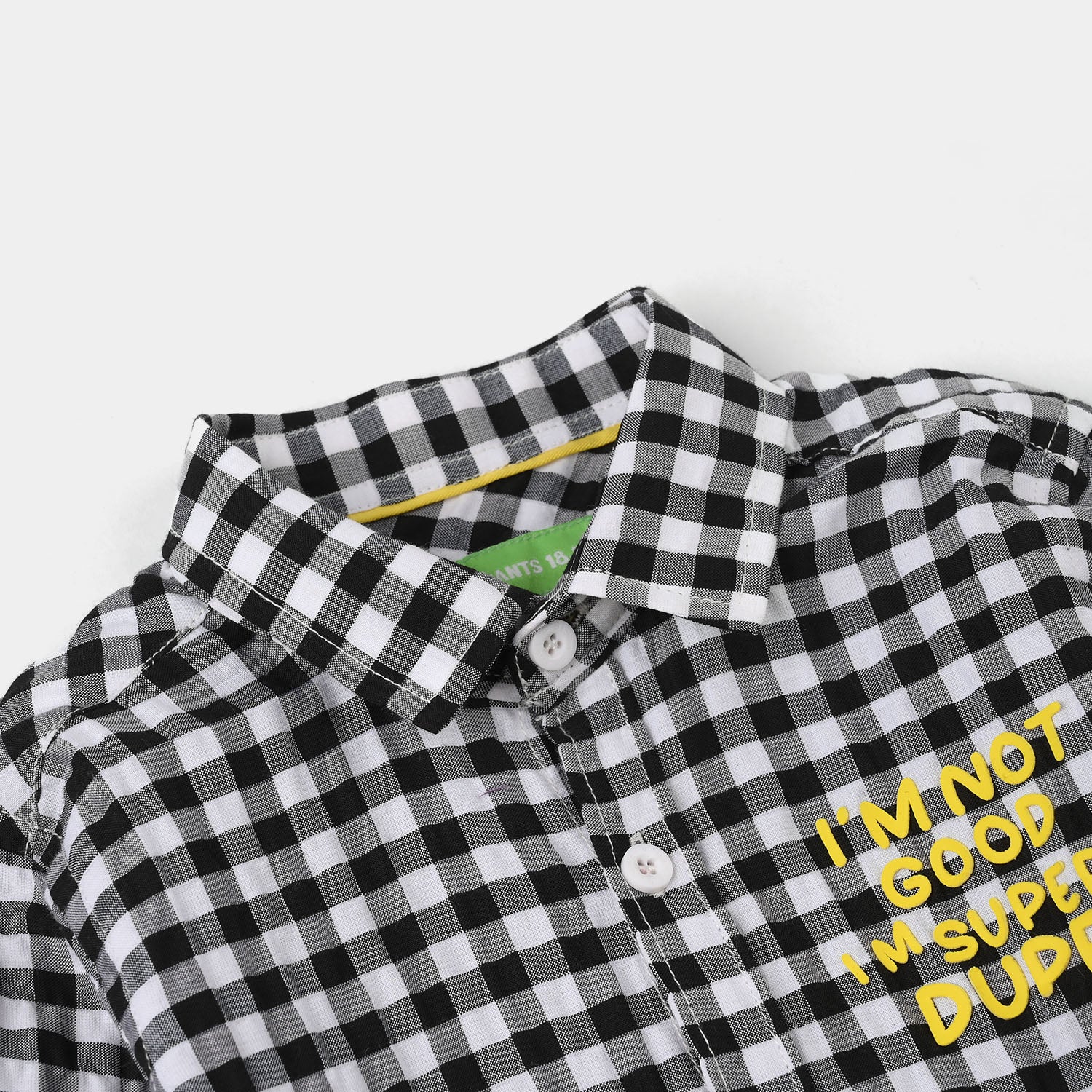 Infant Boys Yarn Dyed Shirt (Super Duper) - Black Check - Image 2