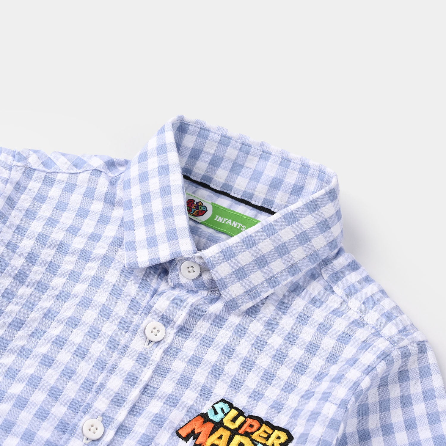 Infant Boys Yarn Dyed Checkered Shirt (Character) - Blue - Image 3
