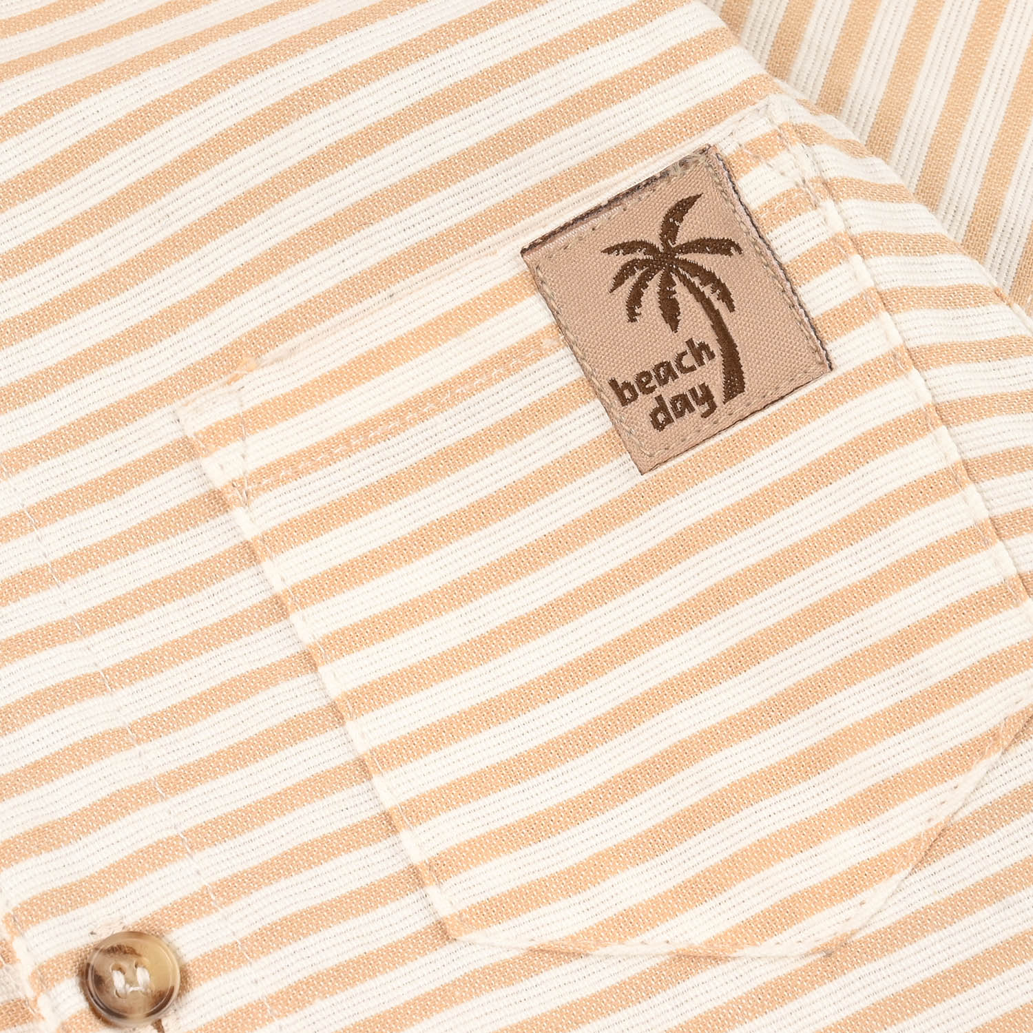 Infant Boys Yarn Dyed Woven Romper (Coco Stripe) - Beige/Off White - Image 3