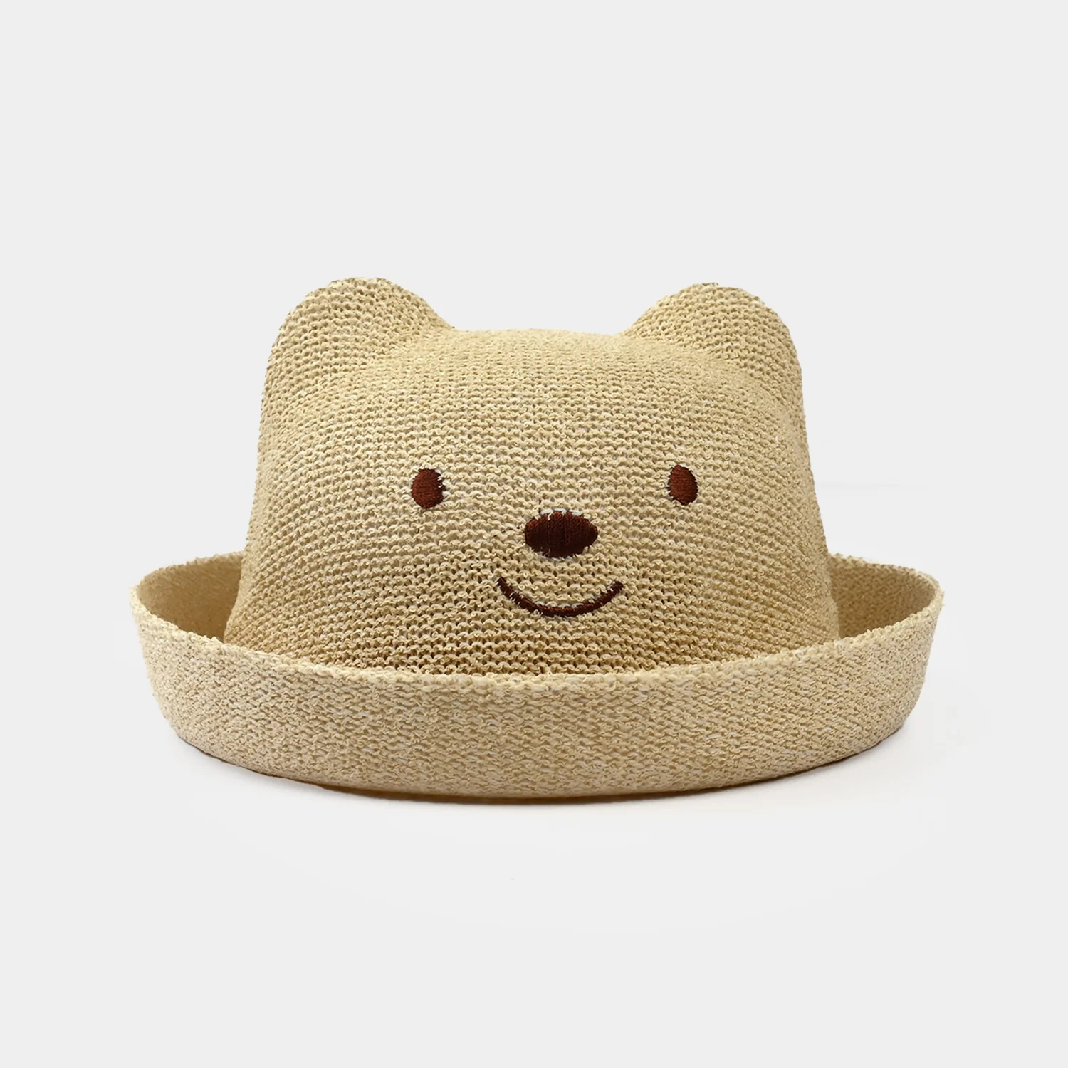 Cute Baby Straw Round Cap/Hat with Elastic | 12M+ - Image 3