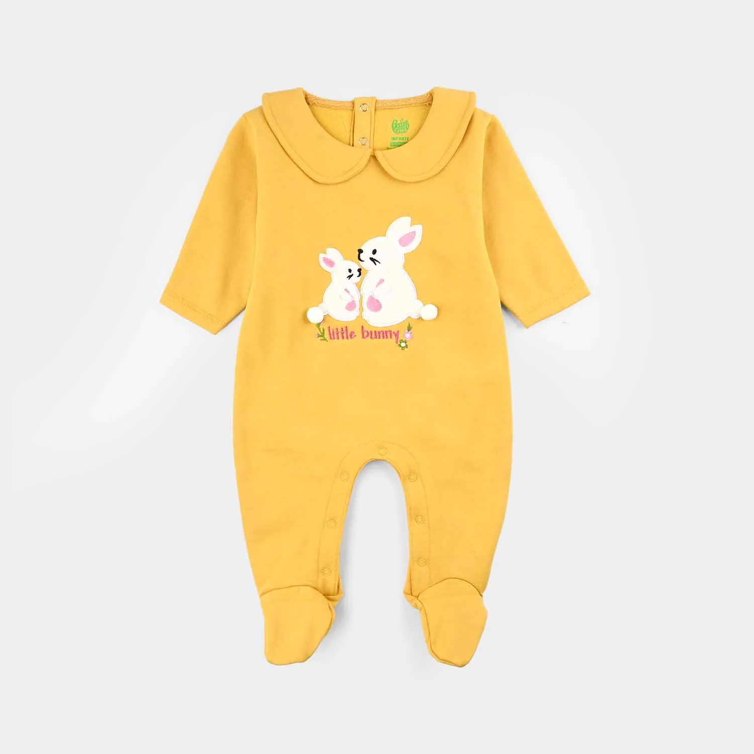 Infant Girls Fleece Romper (LITTLE BUNNY)-Yellow