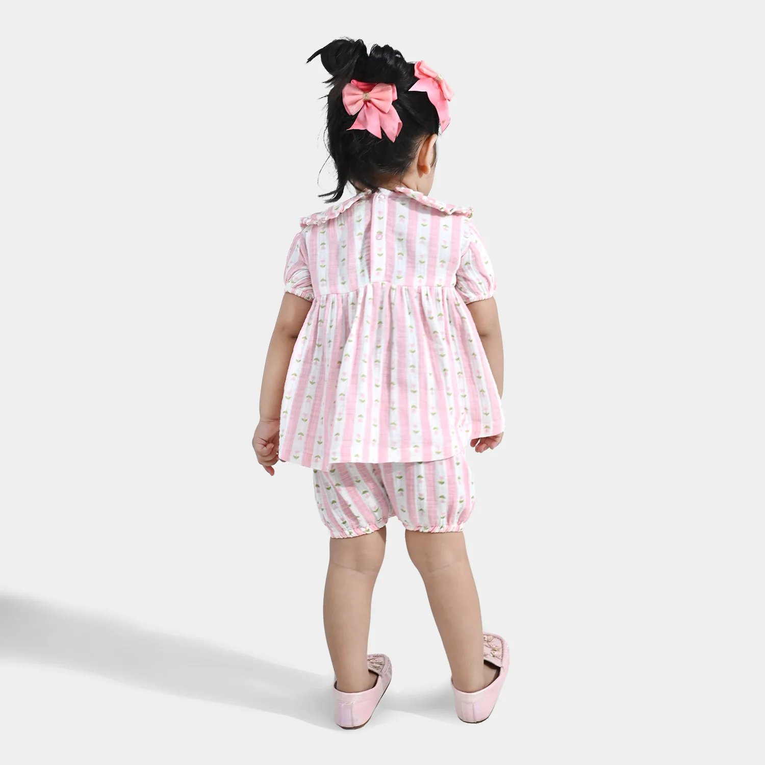 Infant Girls Gauze 2 Pc Suit-Abstract Flower - Pink - Image 4