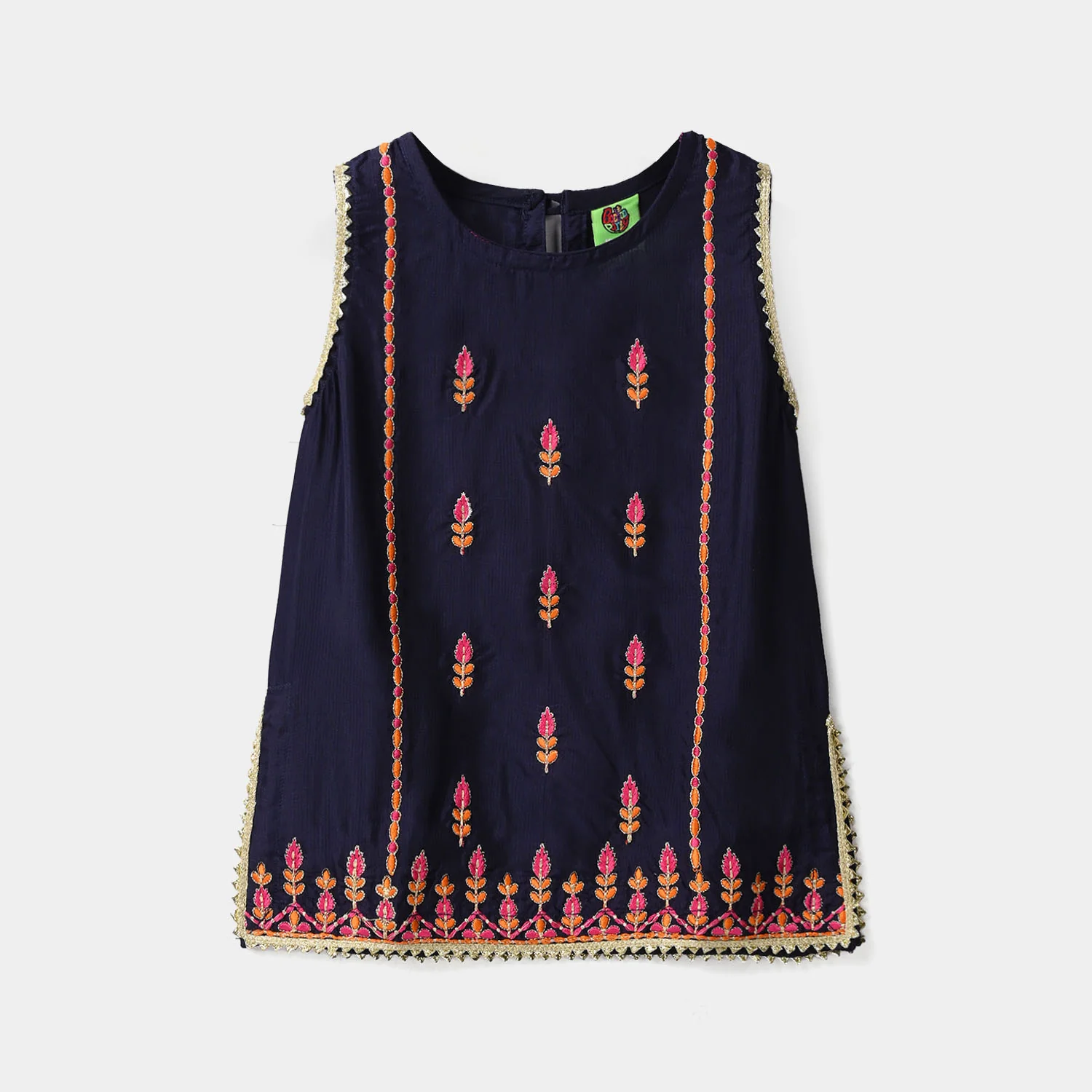 Infant Girls Raw Silk 2Pcs - Navy Blue - Image 2