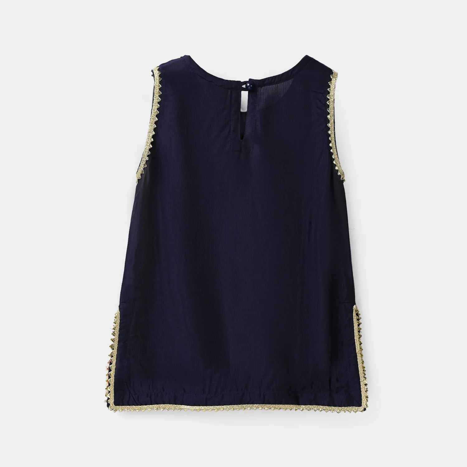 Infant Girls Raw Silk 2Pcs - Navy Blue - Image 5