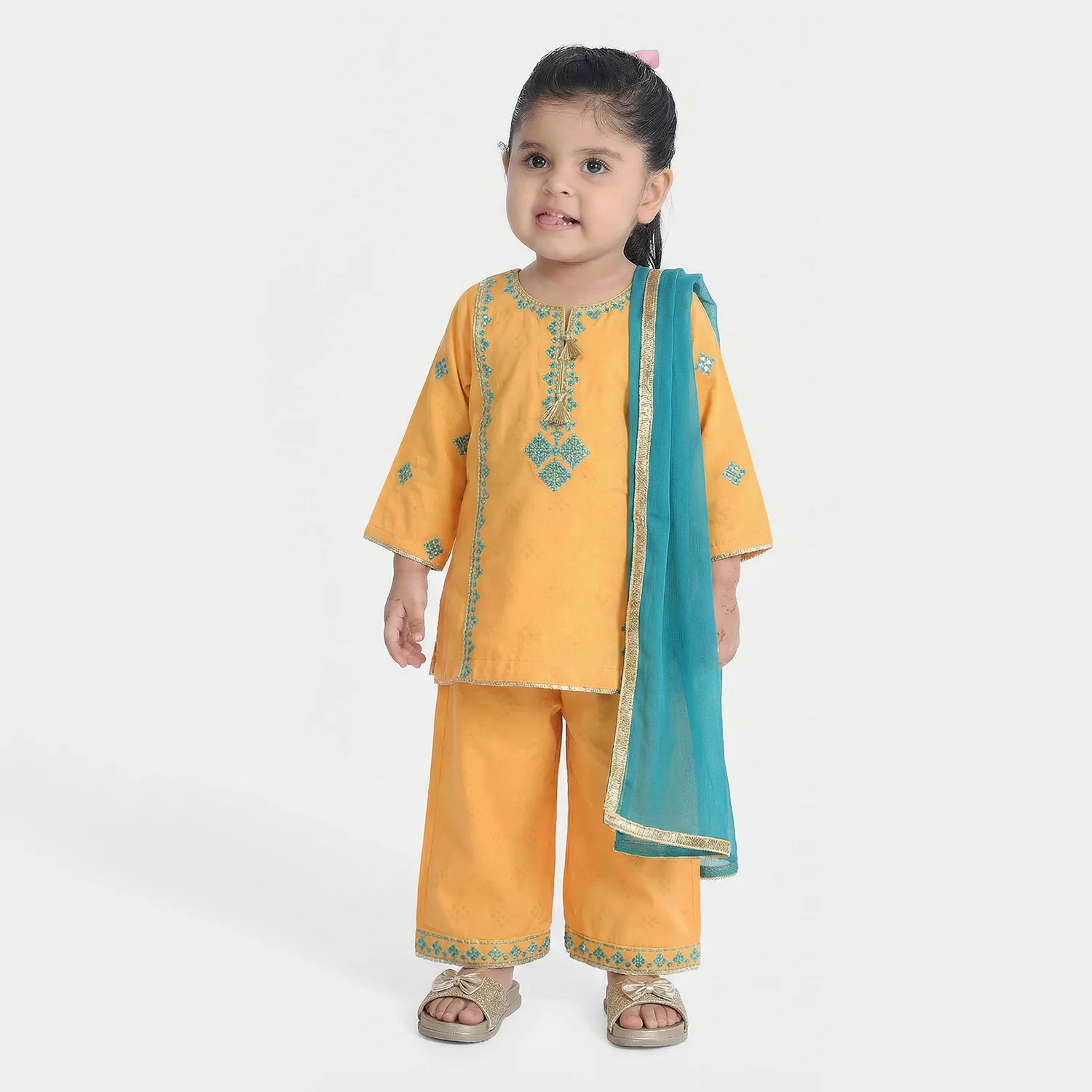 Infant Girls Jacquard 3Pcs (Ishq) – Yellow - Image 2