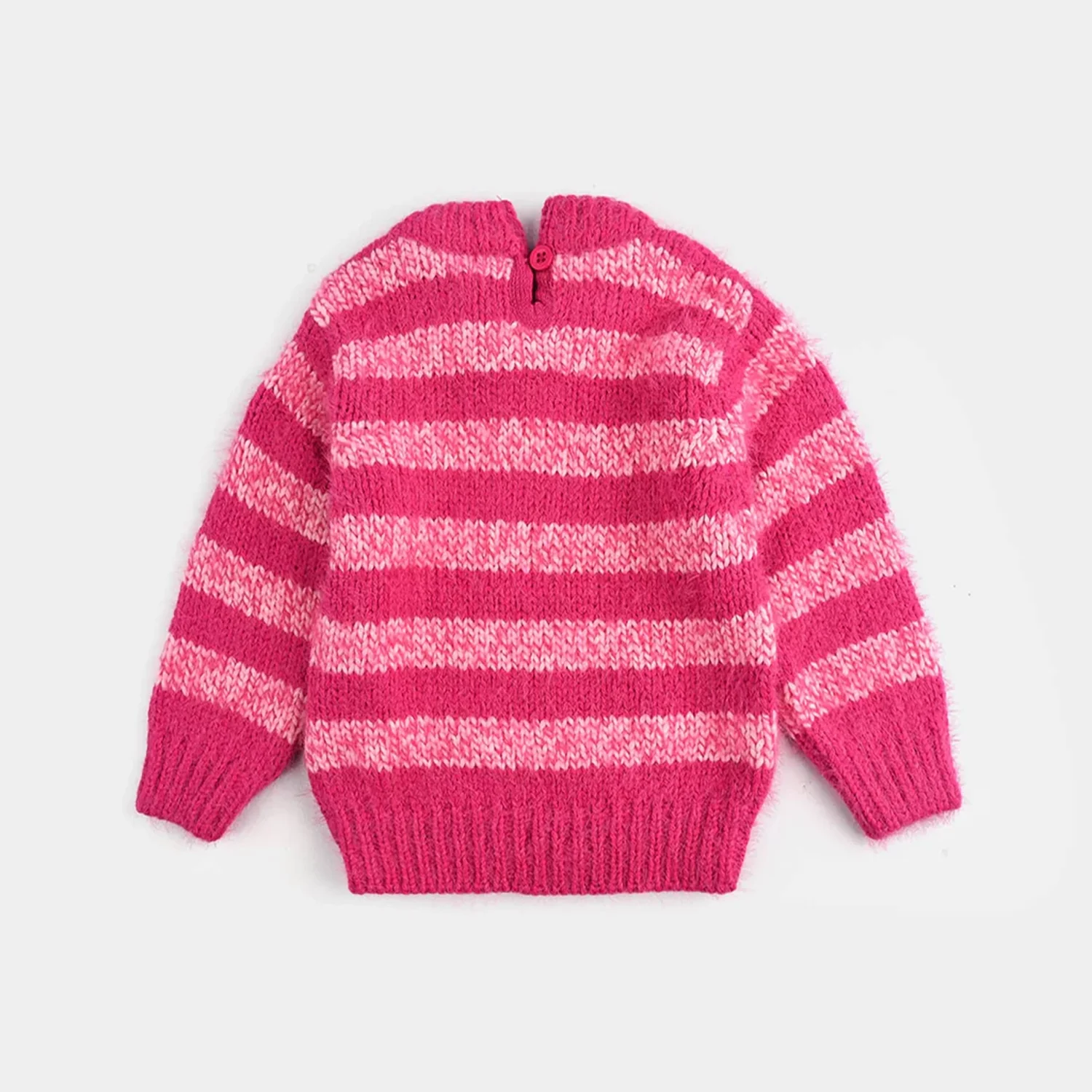 Infant Girls Acrylic-Feather Lurex Sweater-Feather Stripe-H.Pink - Image 3