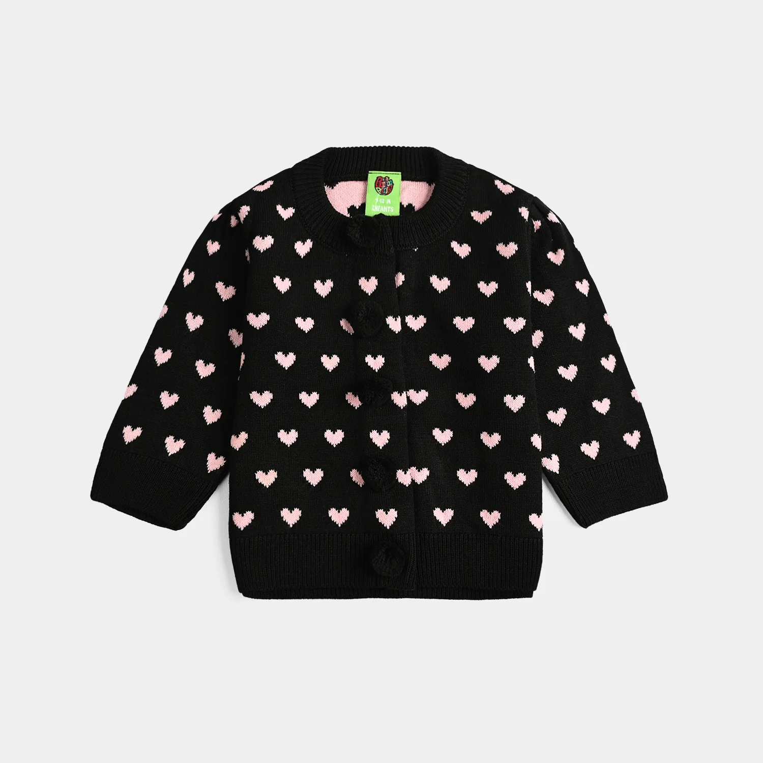 Infant Girls Acrylic Suit-Jacquard Heart-Multi - Image 2
