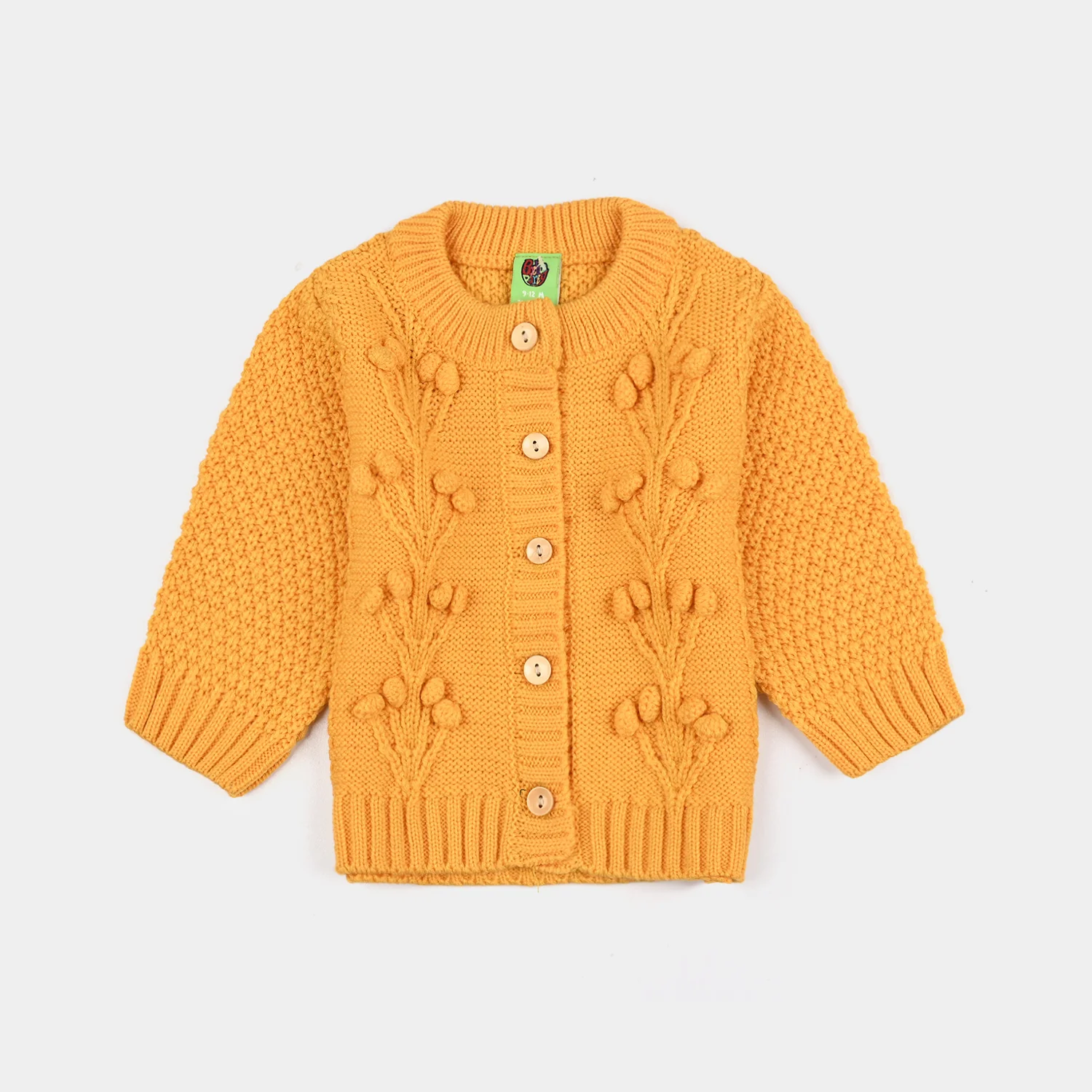 Infant Girls Acrylic Suit Pompom-Mustard - Image 2