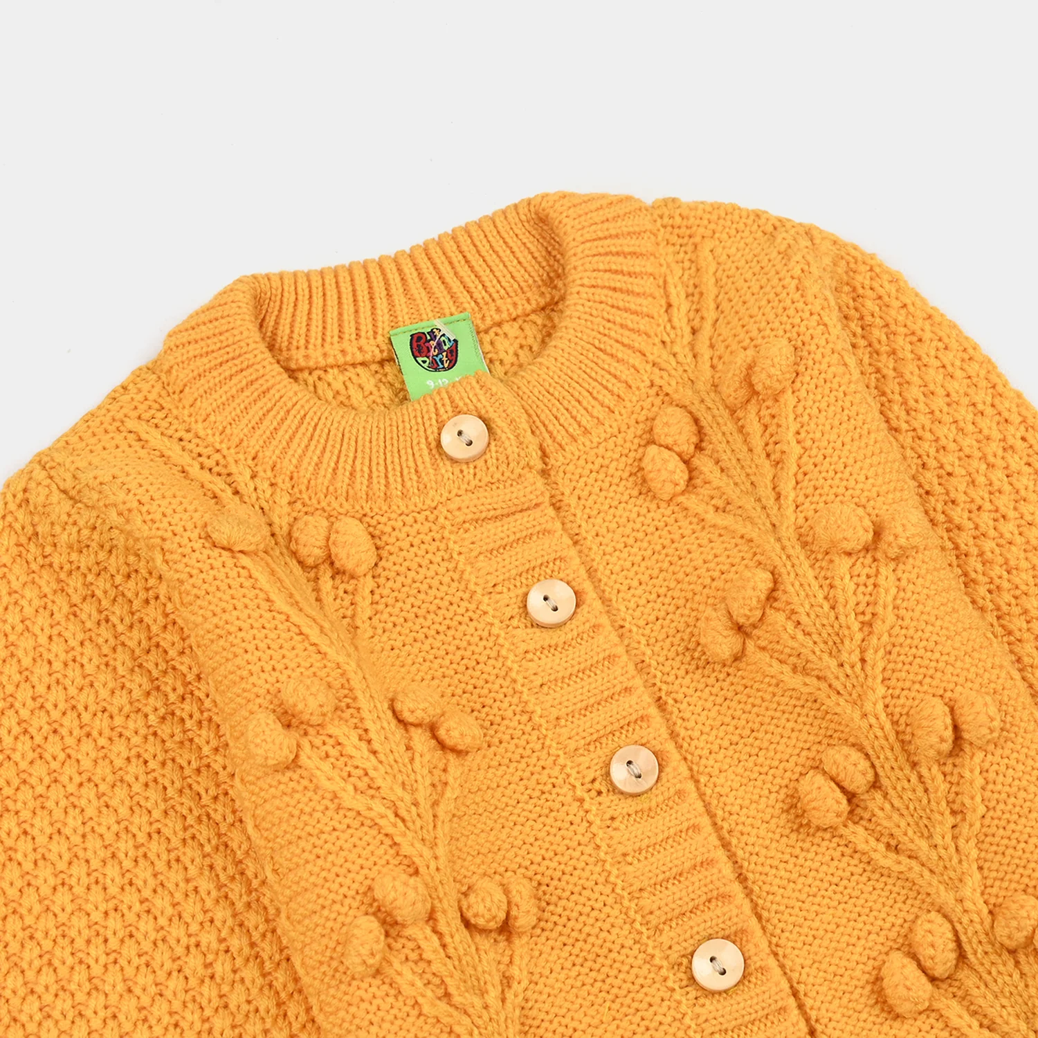 Infant Girls Acrylic Suit Pompom-Mustard - Image 3