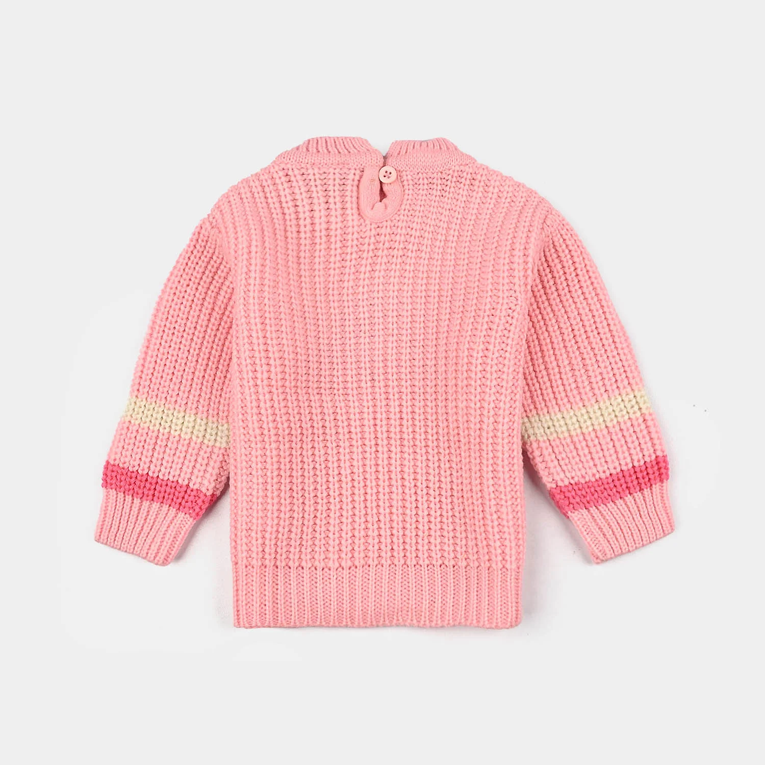 Infant Girls Acrylic Sweater-Cute Face - Pink - Image 3
