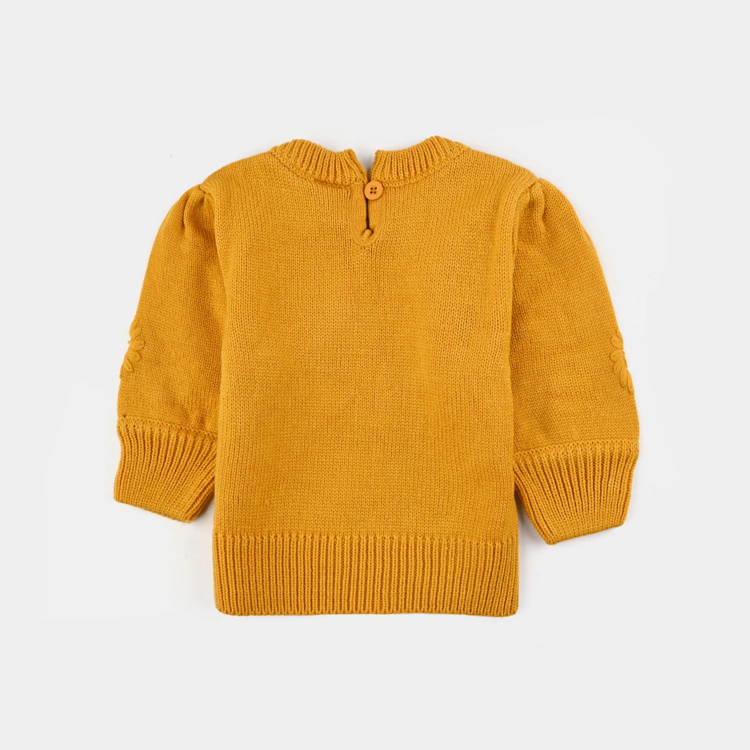Infant Girls Acrylic Sweater-Flower Bunches-Mustard - Image 4