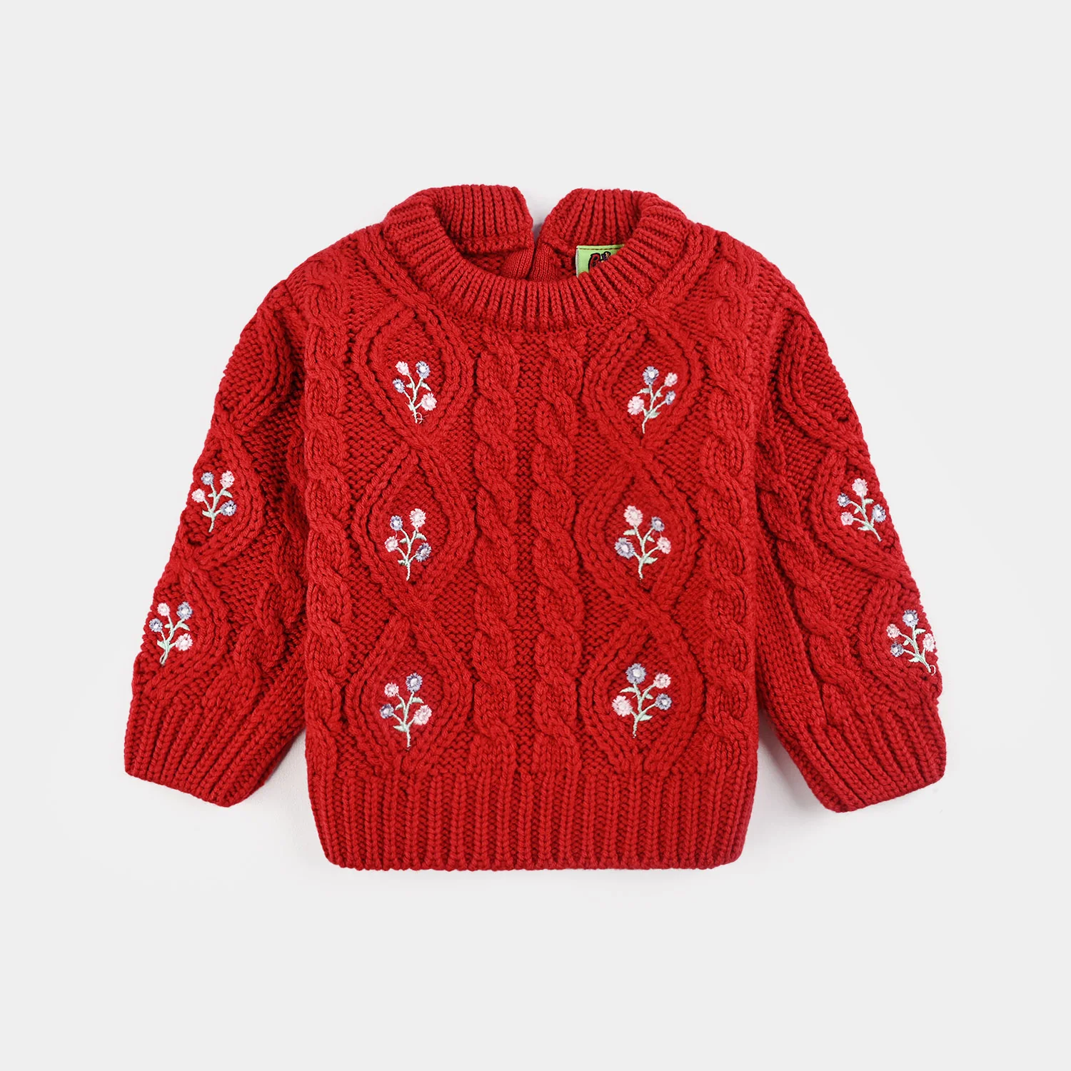 Infant Girls Acrylic Sweater Garden-RED