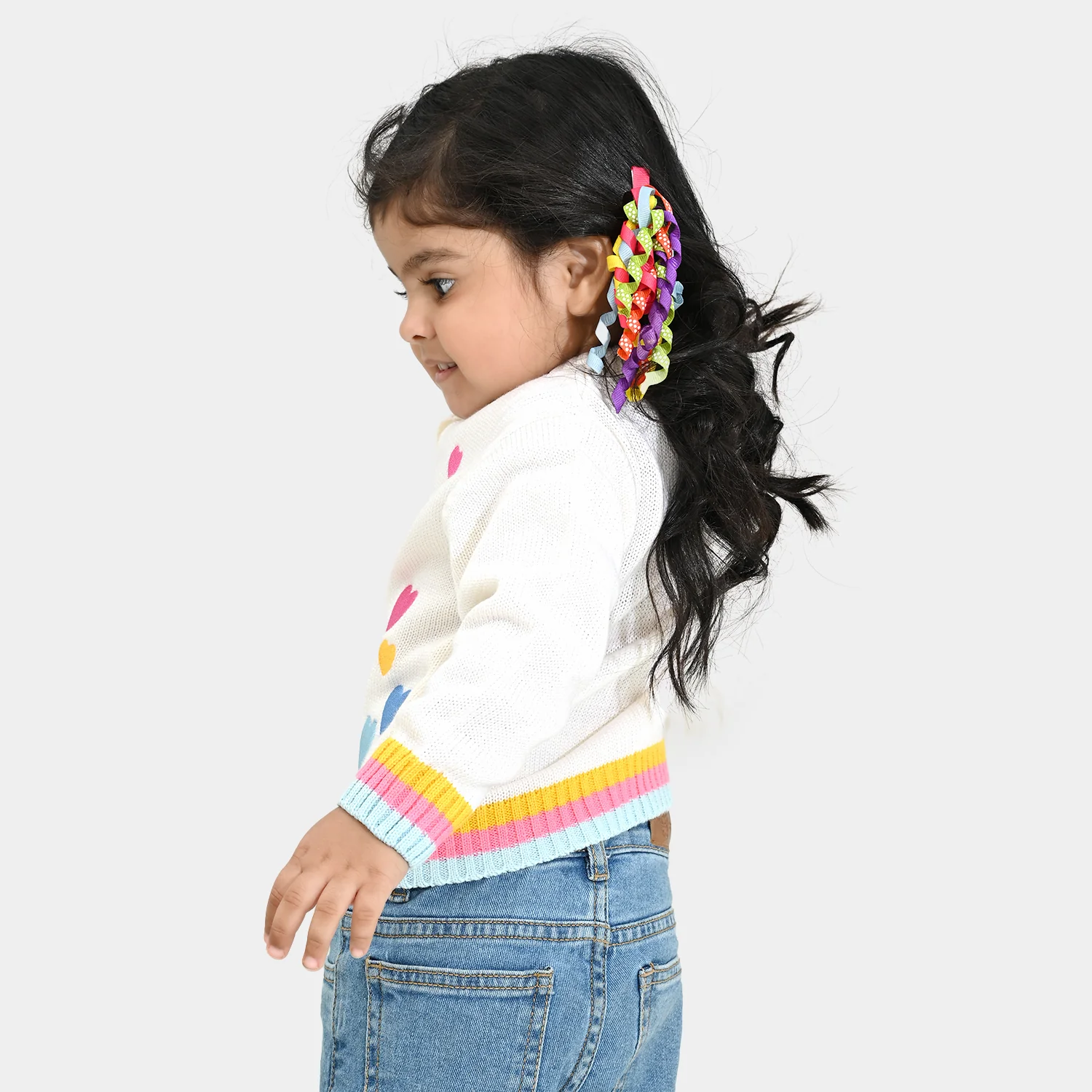 Infant Girls Acrylic Sweater-Multi hearts - Image 4