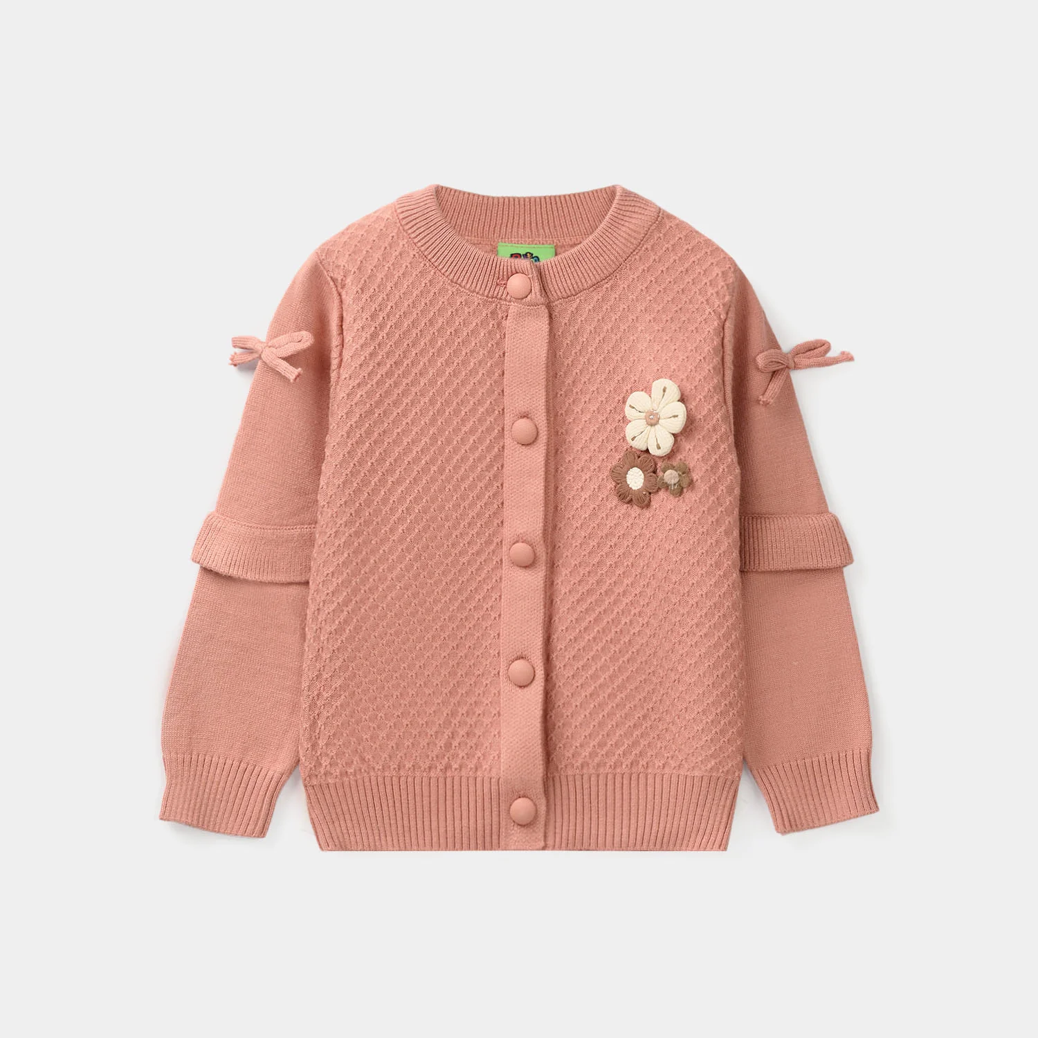 Infant Girls Acrylic Sweater-Textured-Peach - Image 3