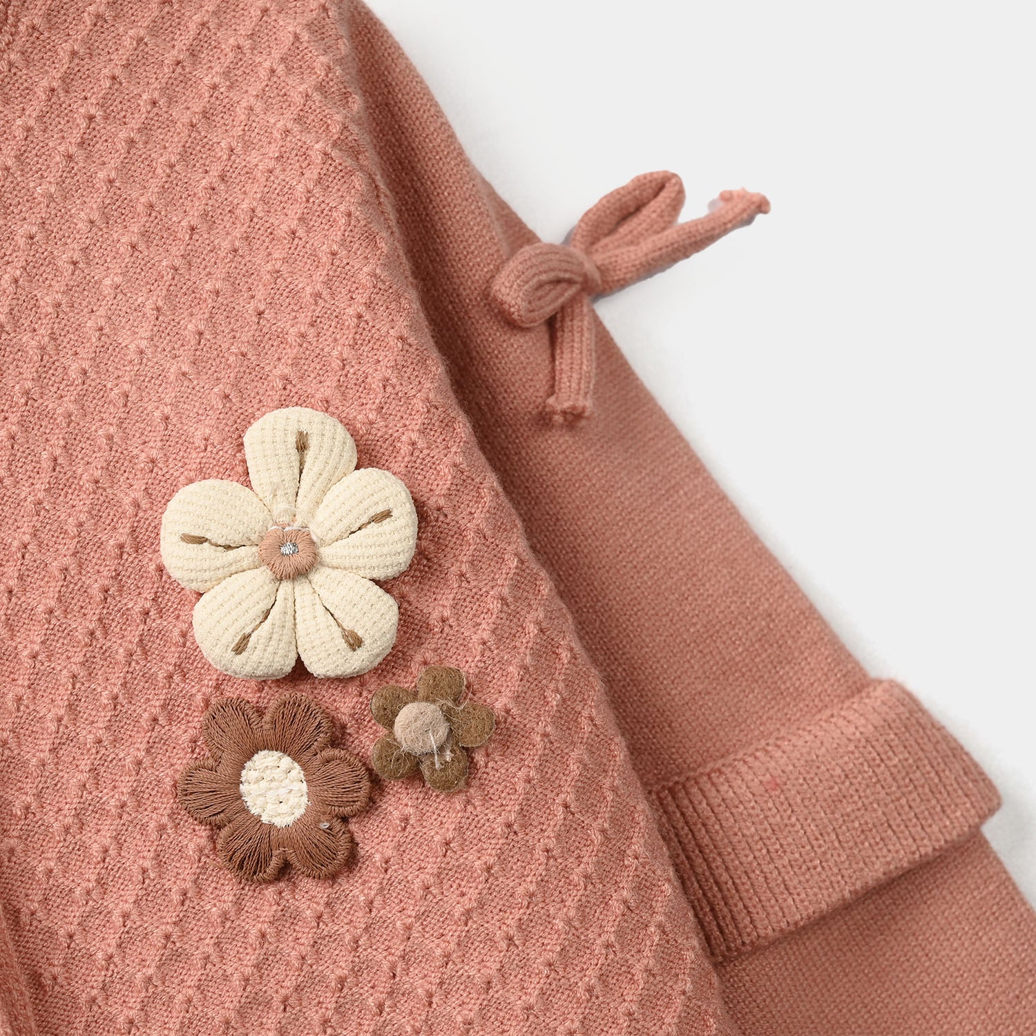 Infant Girls Acrylic Sweater-Textured-Peach - Image 5