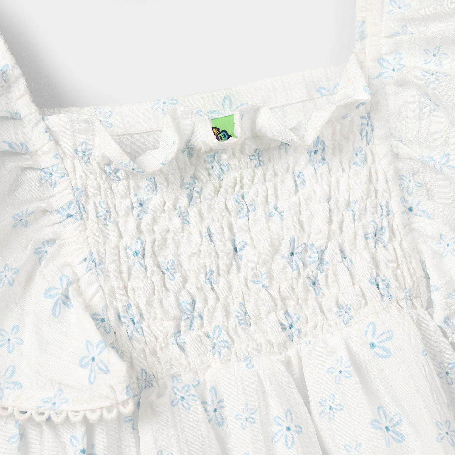 Infant Girls Poly Crinkle Casual Frock – White - Image 2