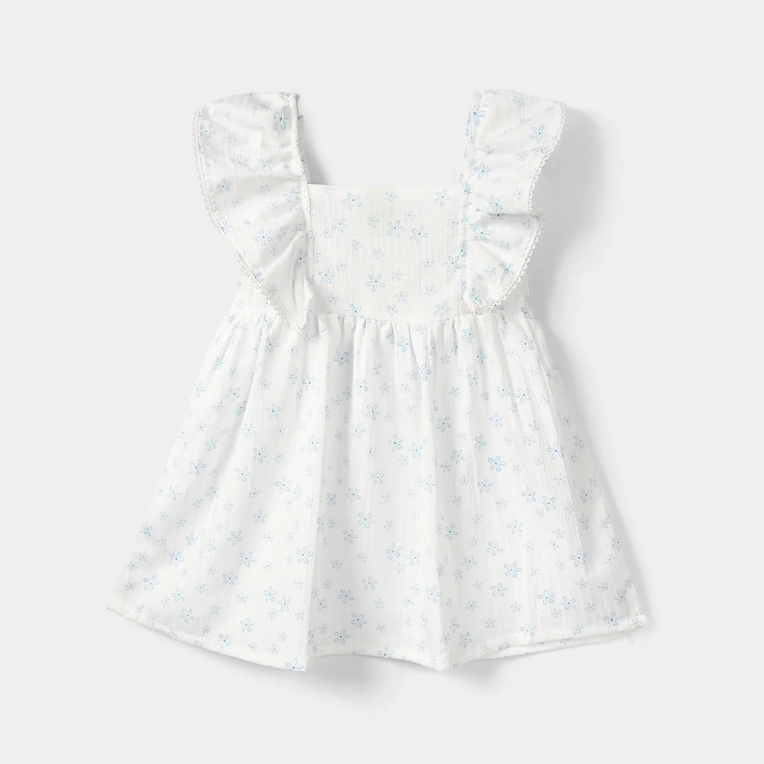 Infant Girls Poly Crinkle Casual Frock – White - Image 3