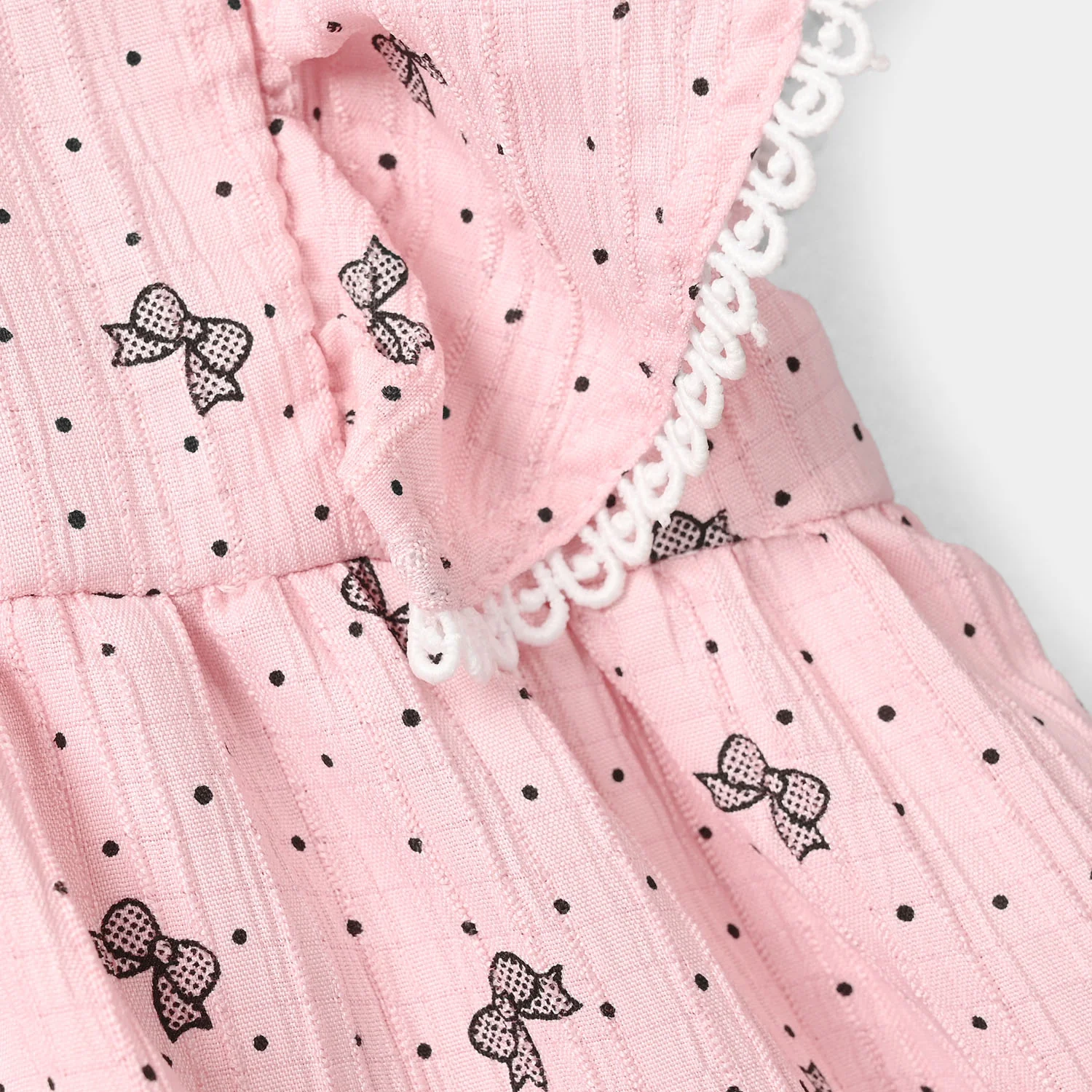 Infant Girls Poly Crinkle Casual Top (Polka Dots) - Pink - Image 2
