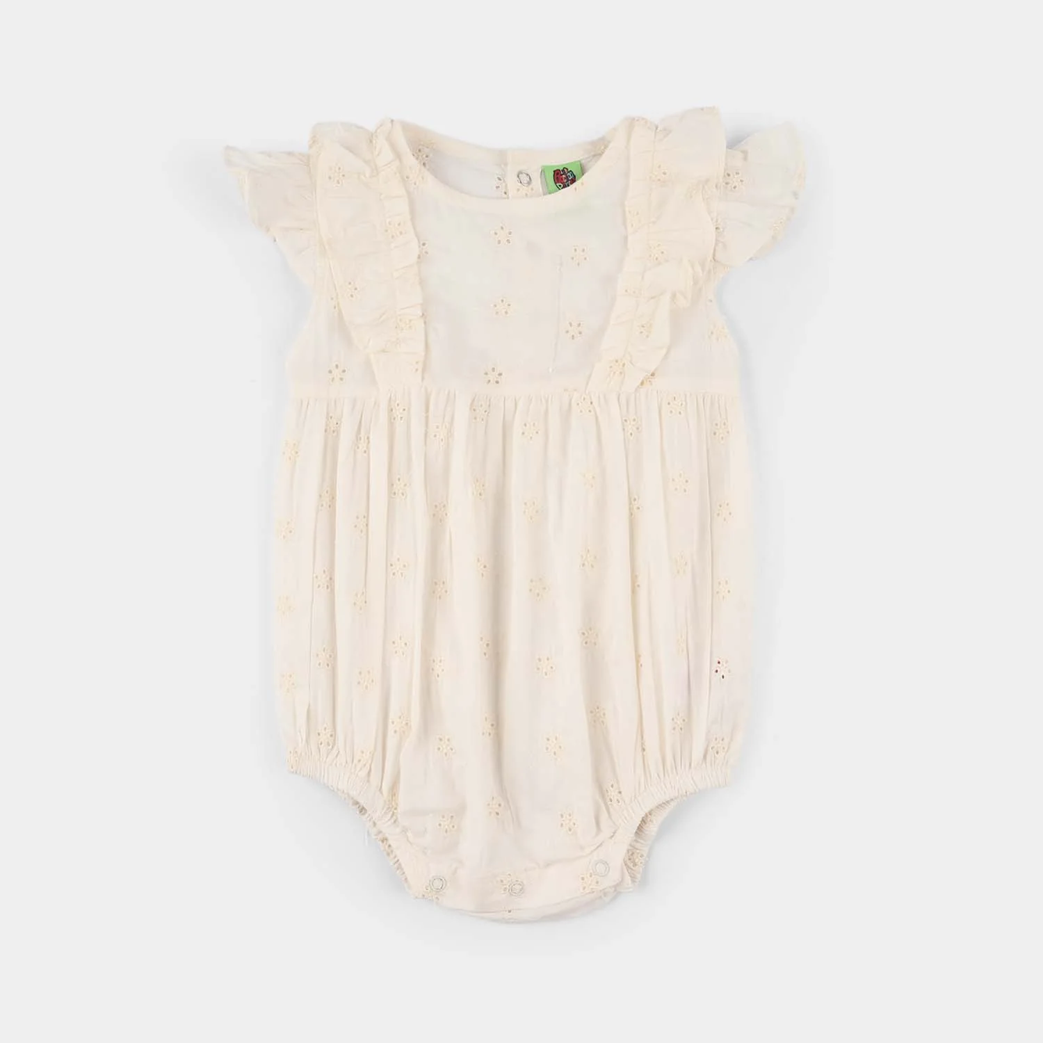 Infant Girls Cotton Romper (Chicken Kari) - Off-White