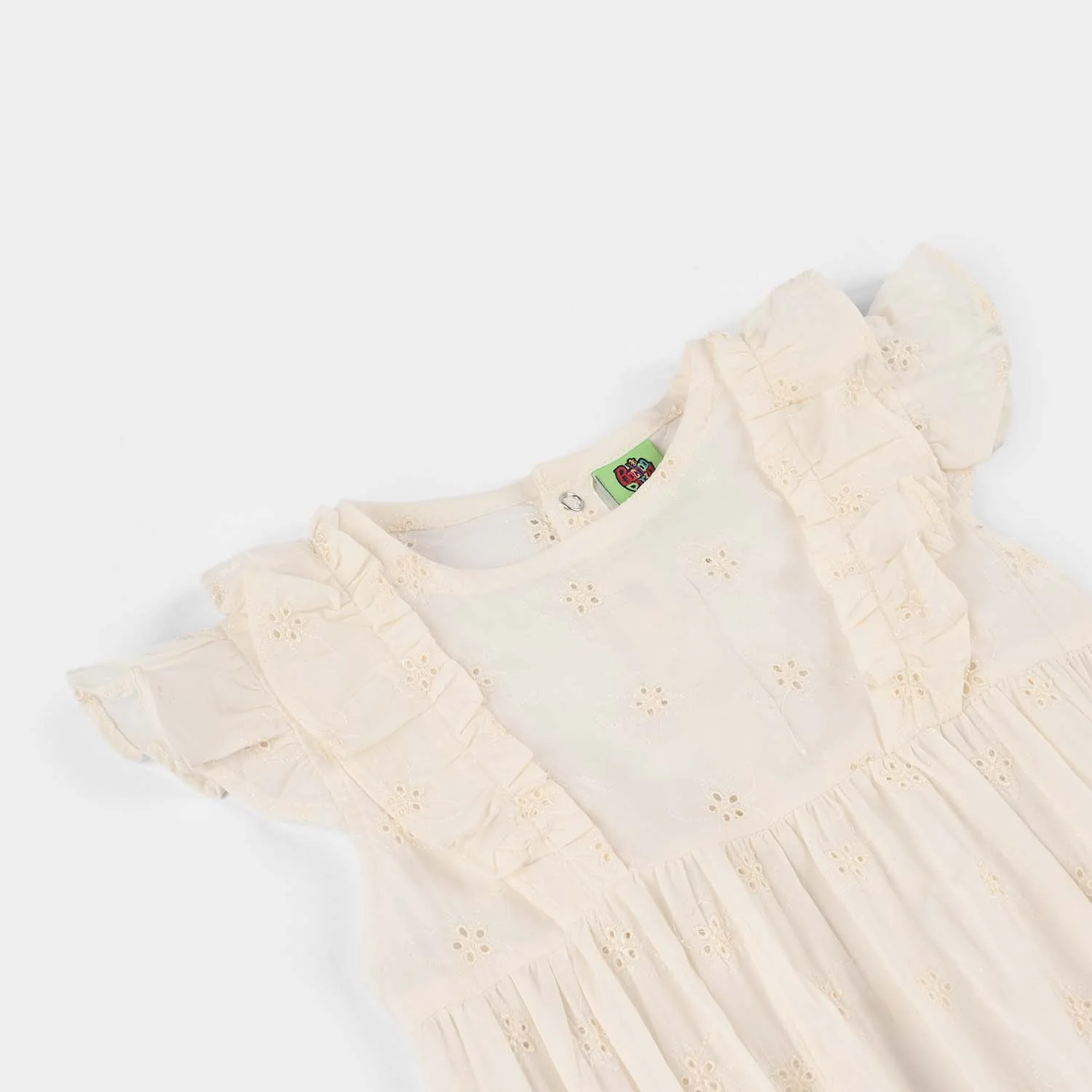 Infant Girls Cotton Romper (Chicken Kari) - Off-White - Image 2