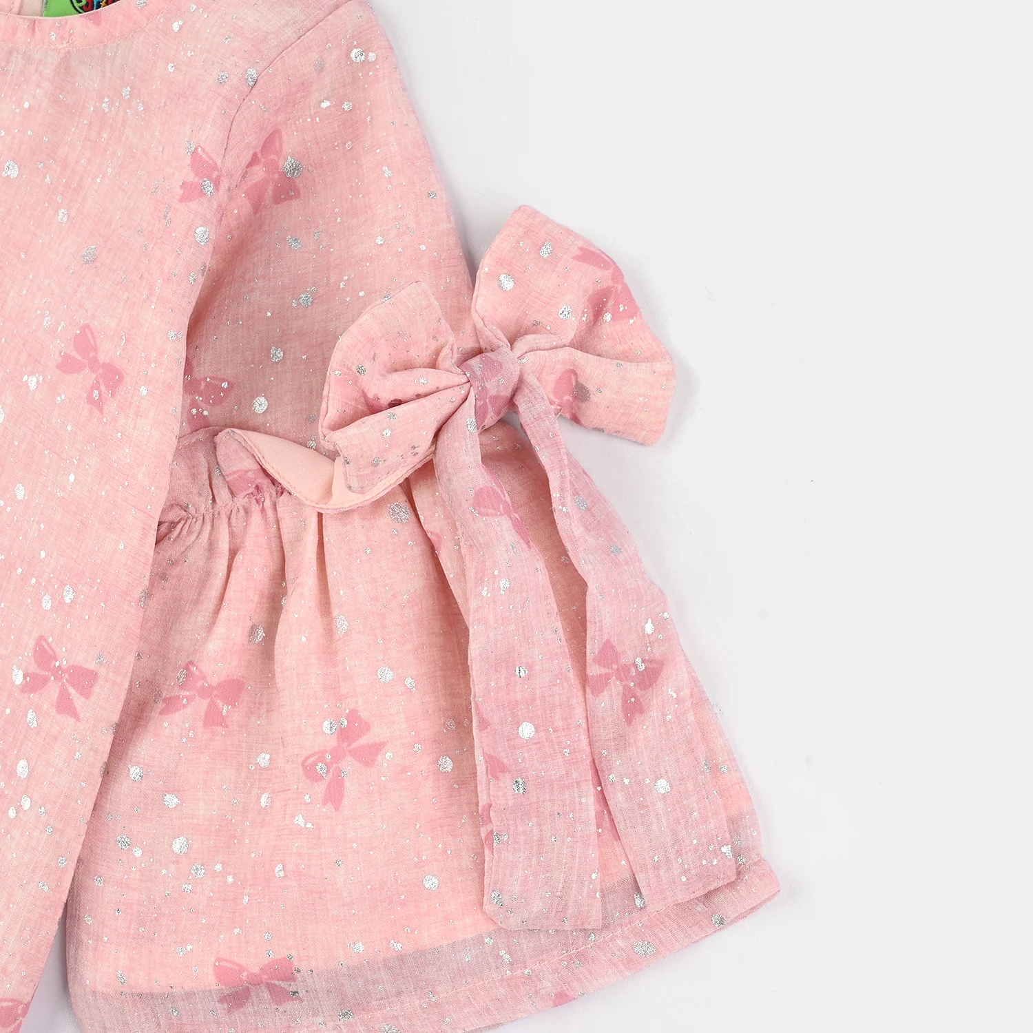 Infant Girls Chiffon Casual Top Pink Bow - Image 3