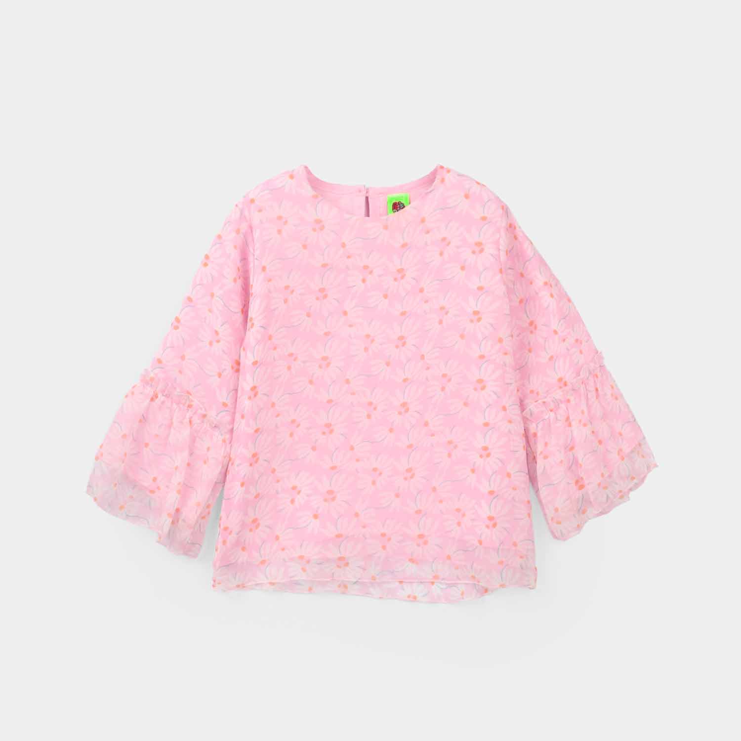 Infant Girls Chiffon Casual Top - Pink Flamingo